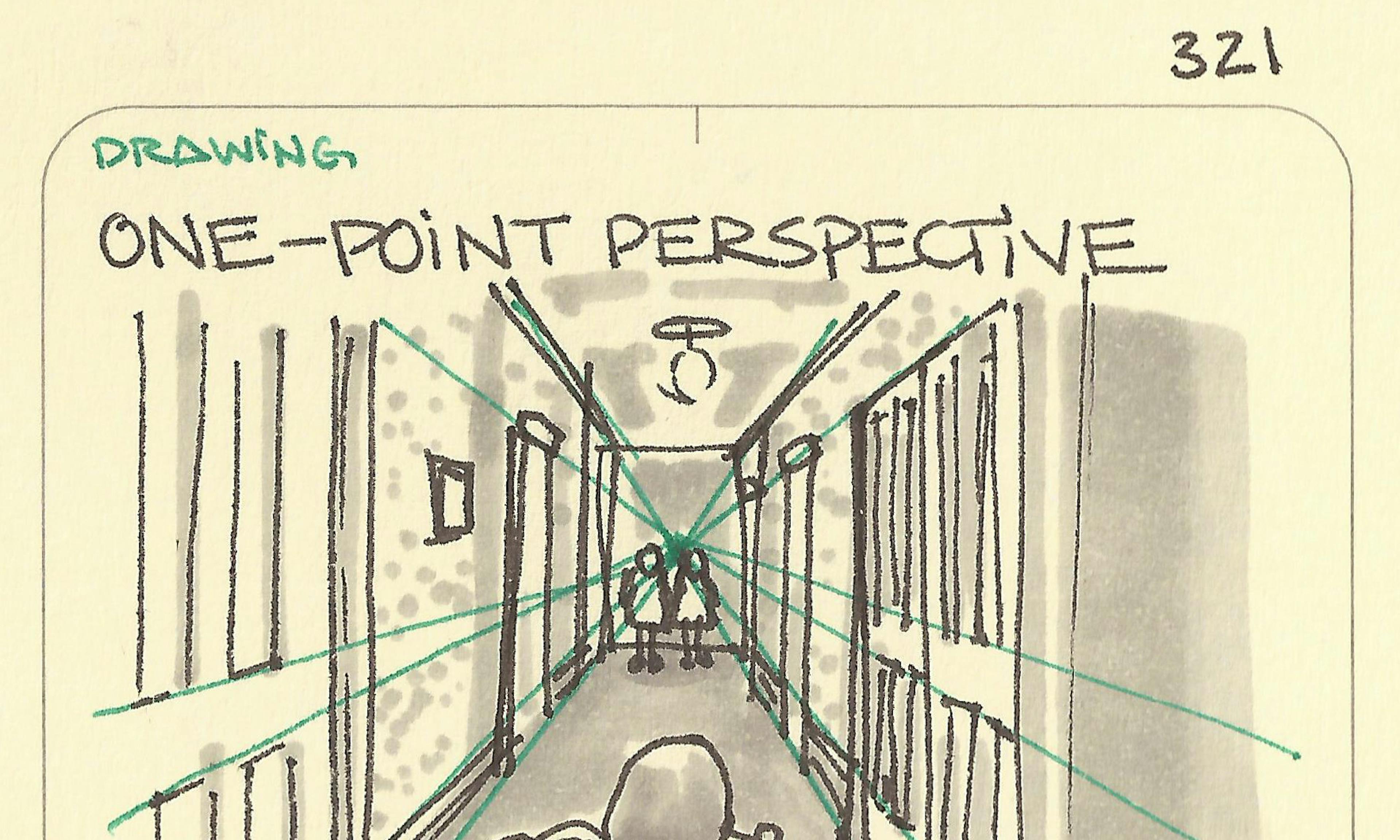 One-point perspective illustration: from Stanley Kubrick's The Shining