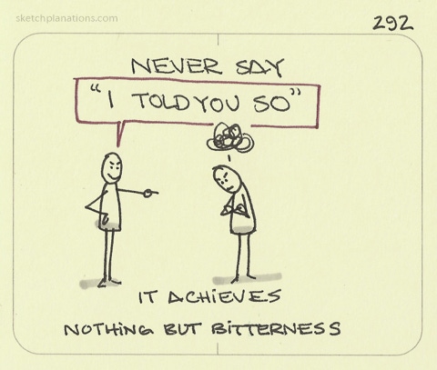 Never say “I told you so.” - Sketchplanations