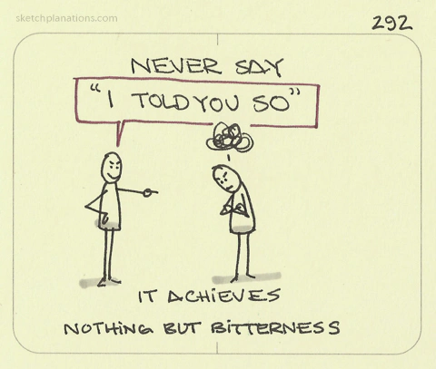 Never say “I told you so.” - Sketchplanations