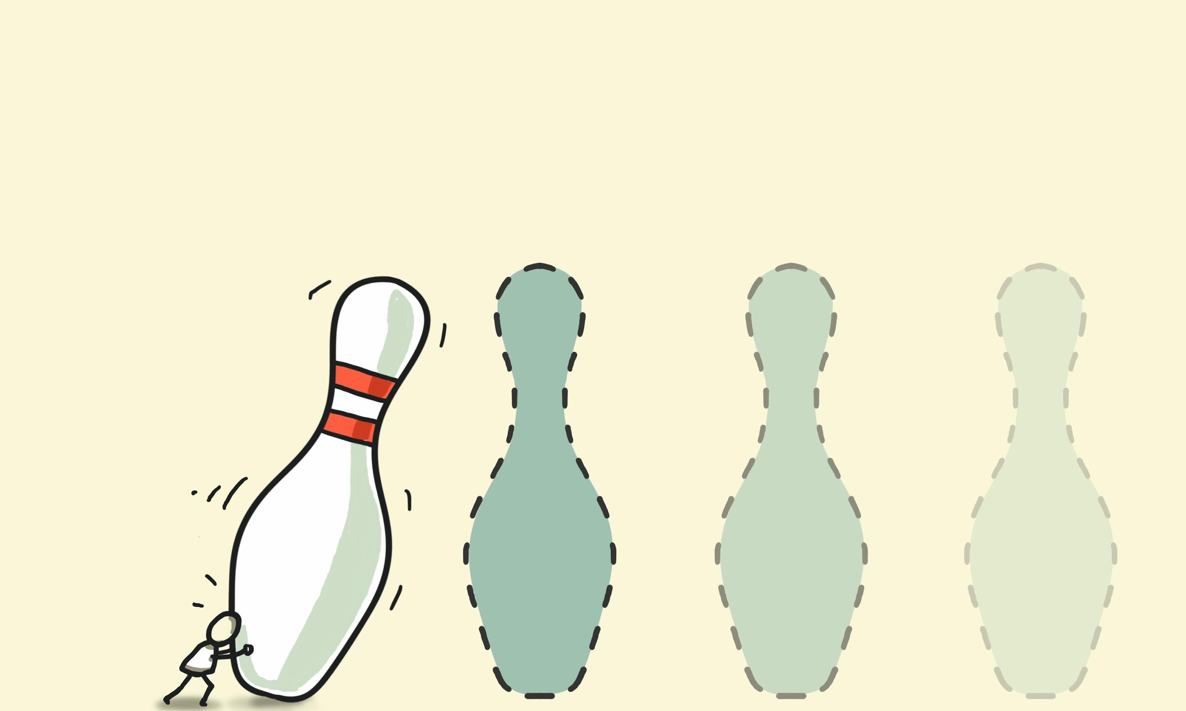 The One in a Row principle: the way it all starts - with a person pushing over the first bowling pin — wisdom from Matthew McConaughey