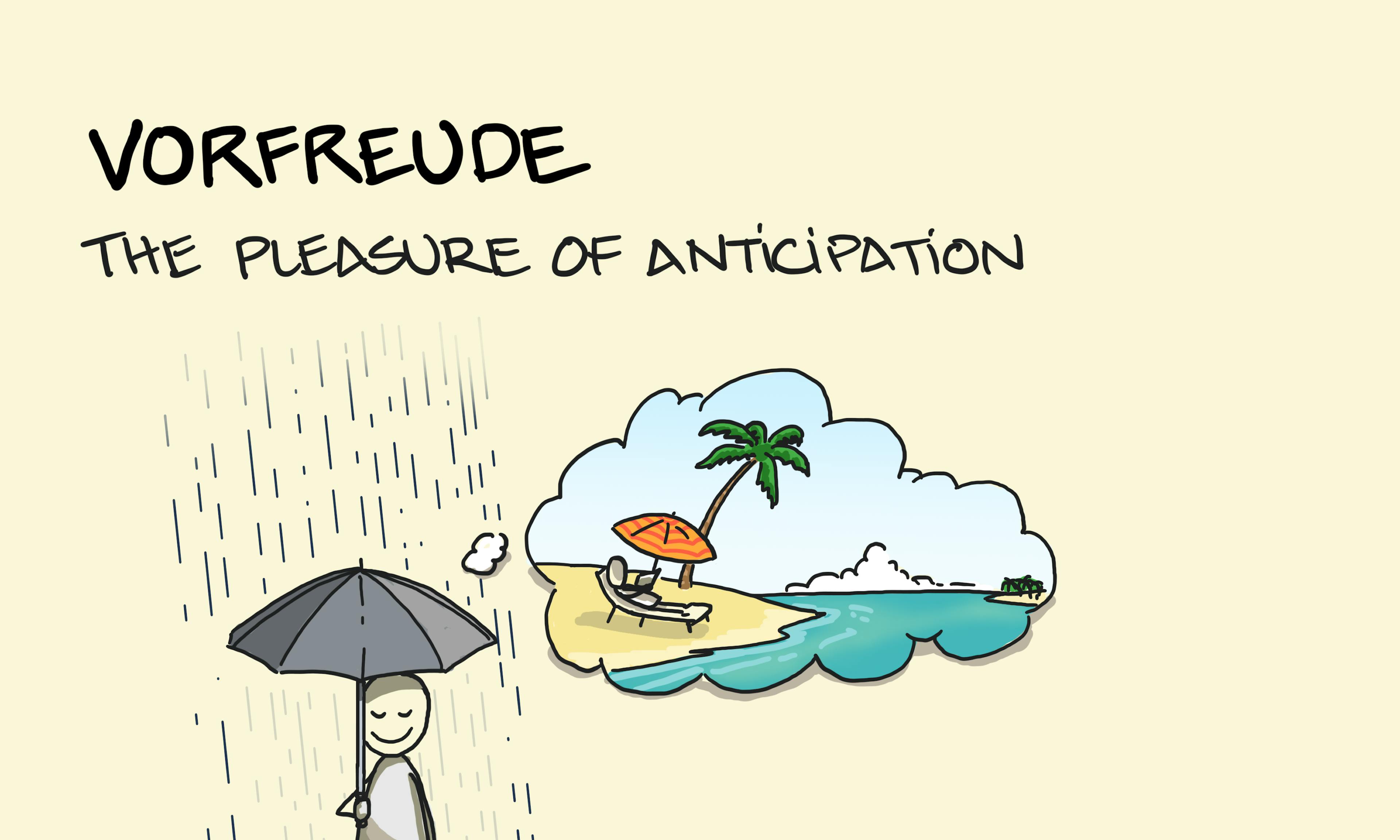 Vorfreude explanation and example: what is vorfreude? the pleasure in anticipation shown by someone looking enjoying looking forward to their upcoming holiday