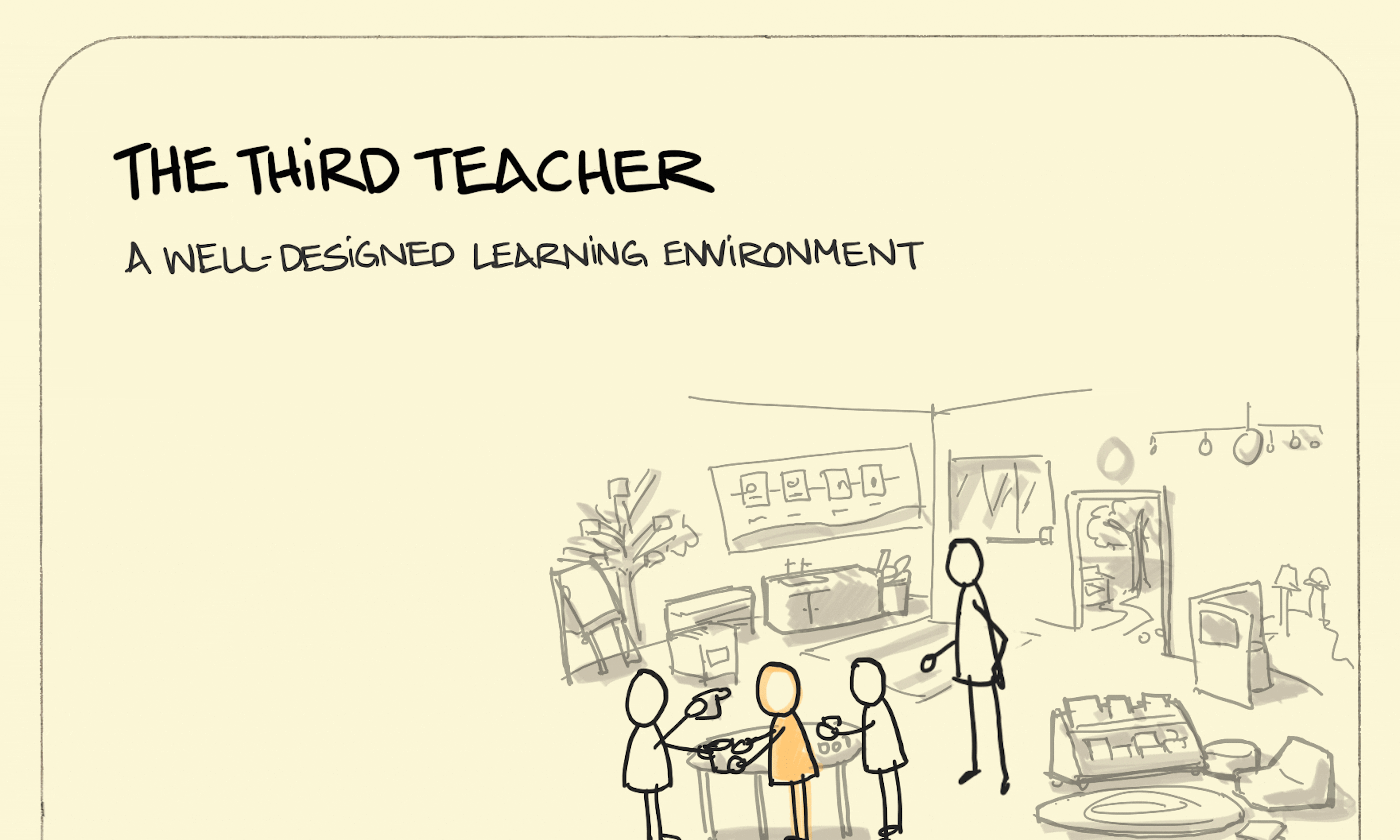 The third teacher: a pupil with 1. a teacher or parent, 2. their peers, and 3. a classroom full of opportunity and aids to learn