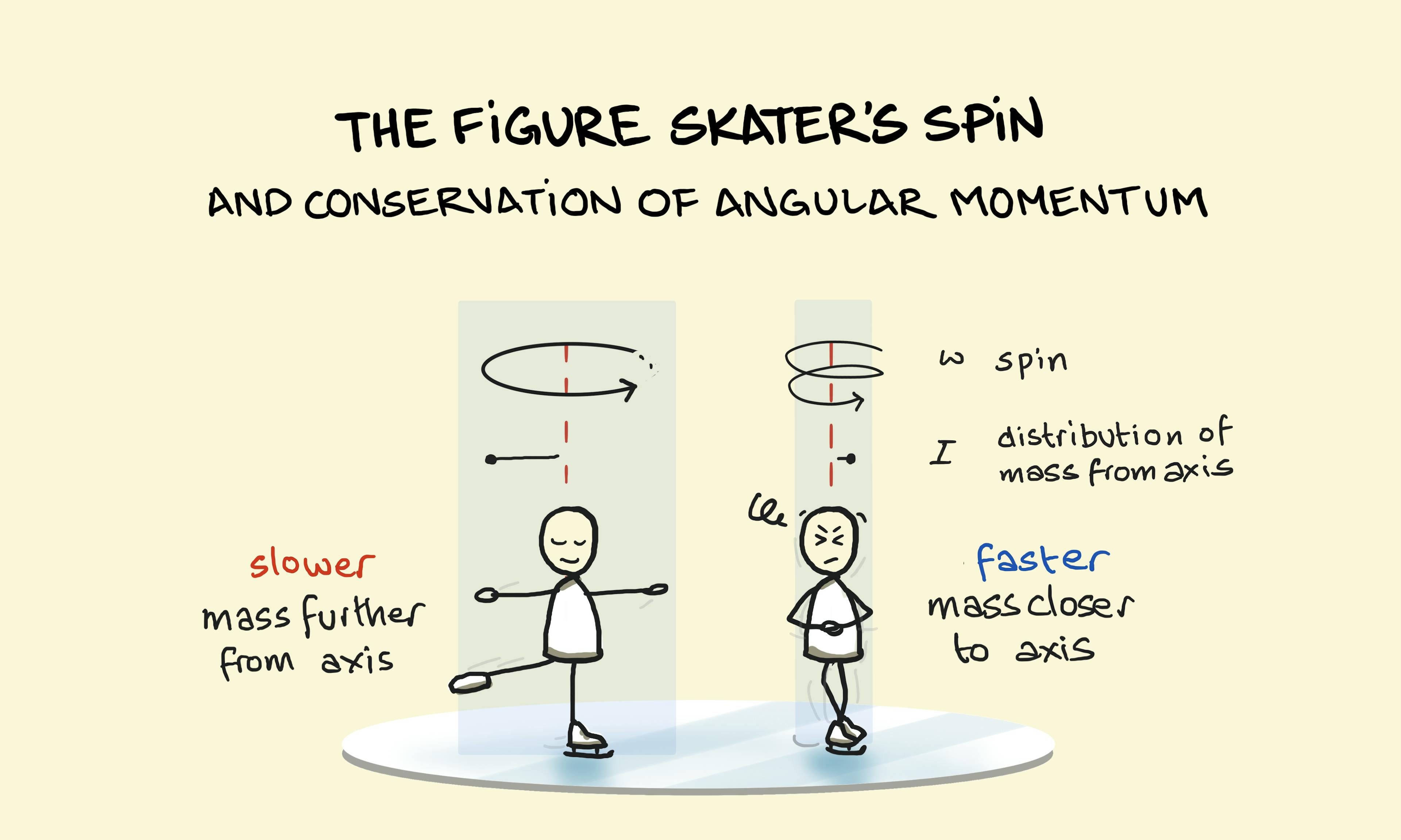 The Figure Skater's Spin and Conservation of Angular Momentum Illustrated with equations