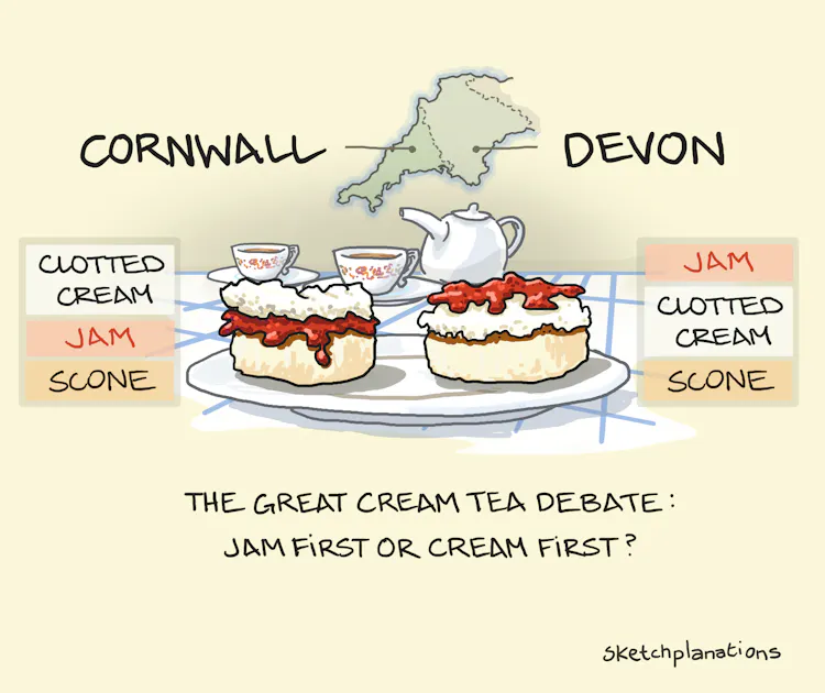 Cream Tea: Cream First or Jam First? - Sketchplanations