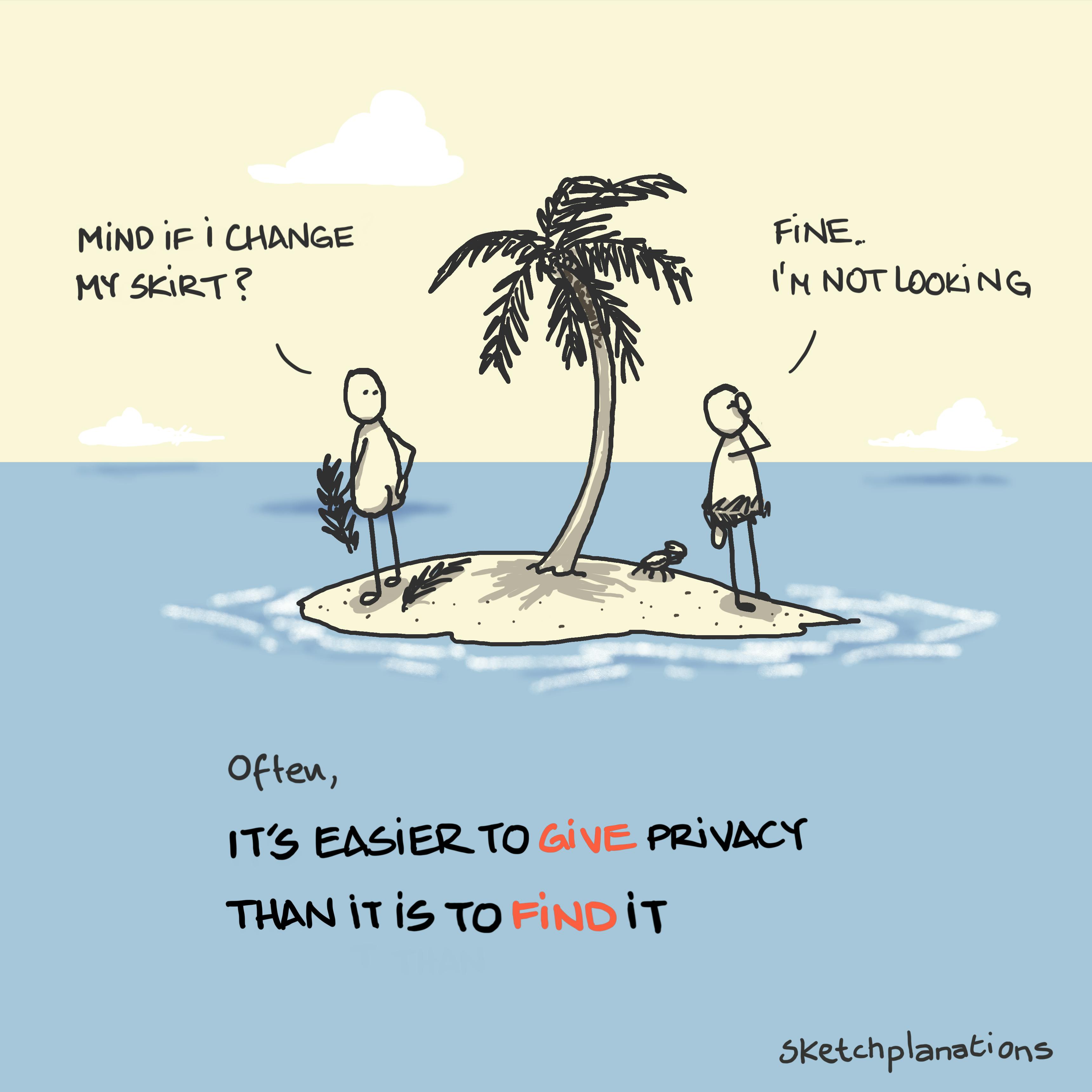 Two people on a desert island trying to find some privacy