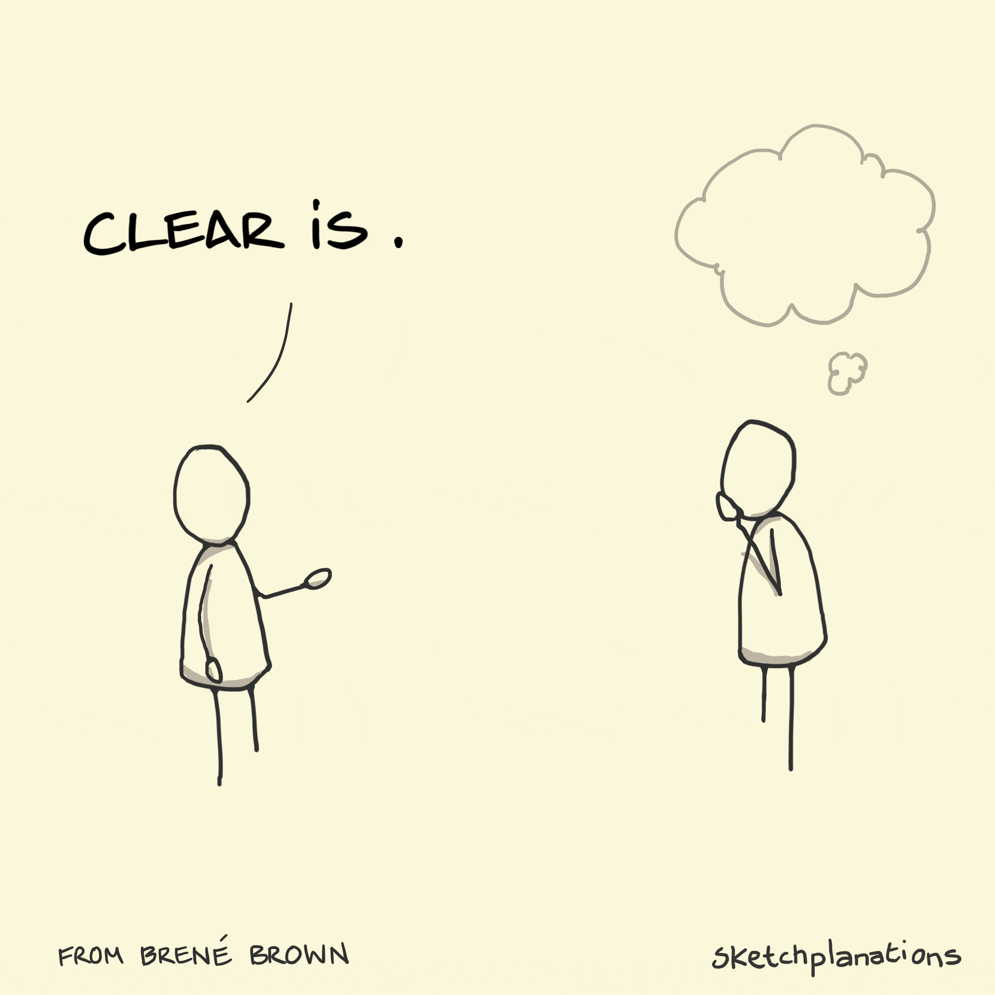 What Clear is Kind means example with someone explaining clear is kind and not being clear along the way