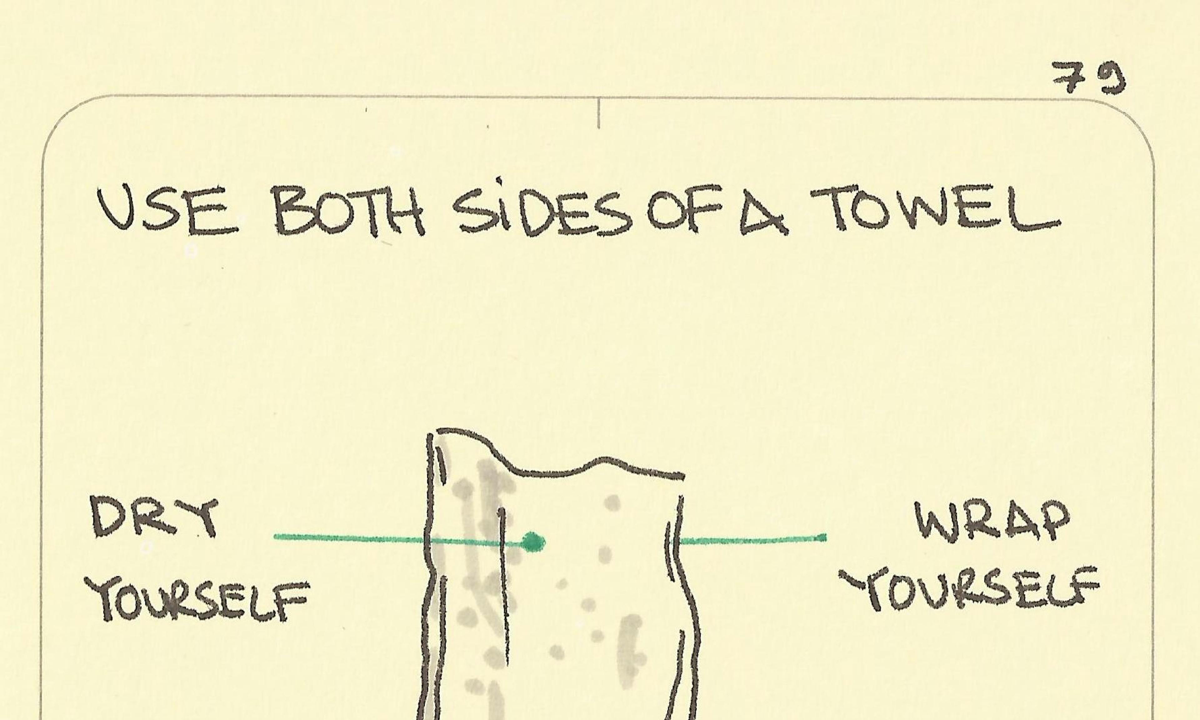 Use both sides of a towel: one to dry yourself and the other side to wrap yourself