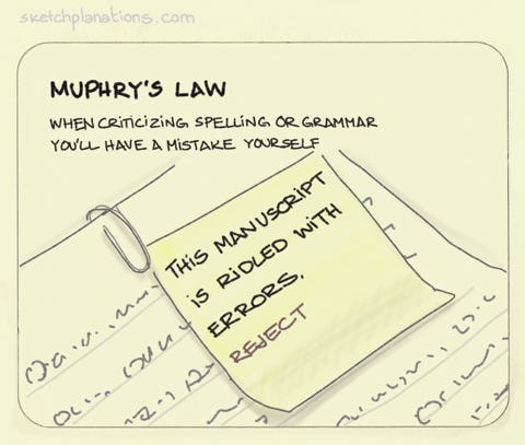 Muphry's Law illustration: a reviewer of a manuscript makes a spelling mistake in their review