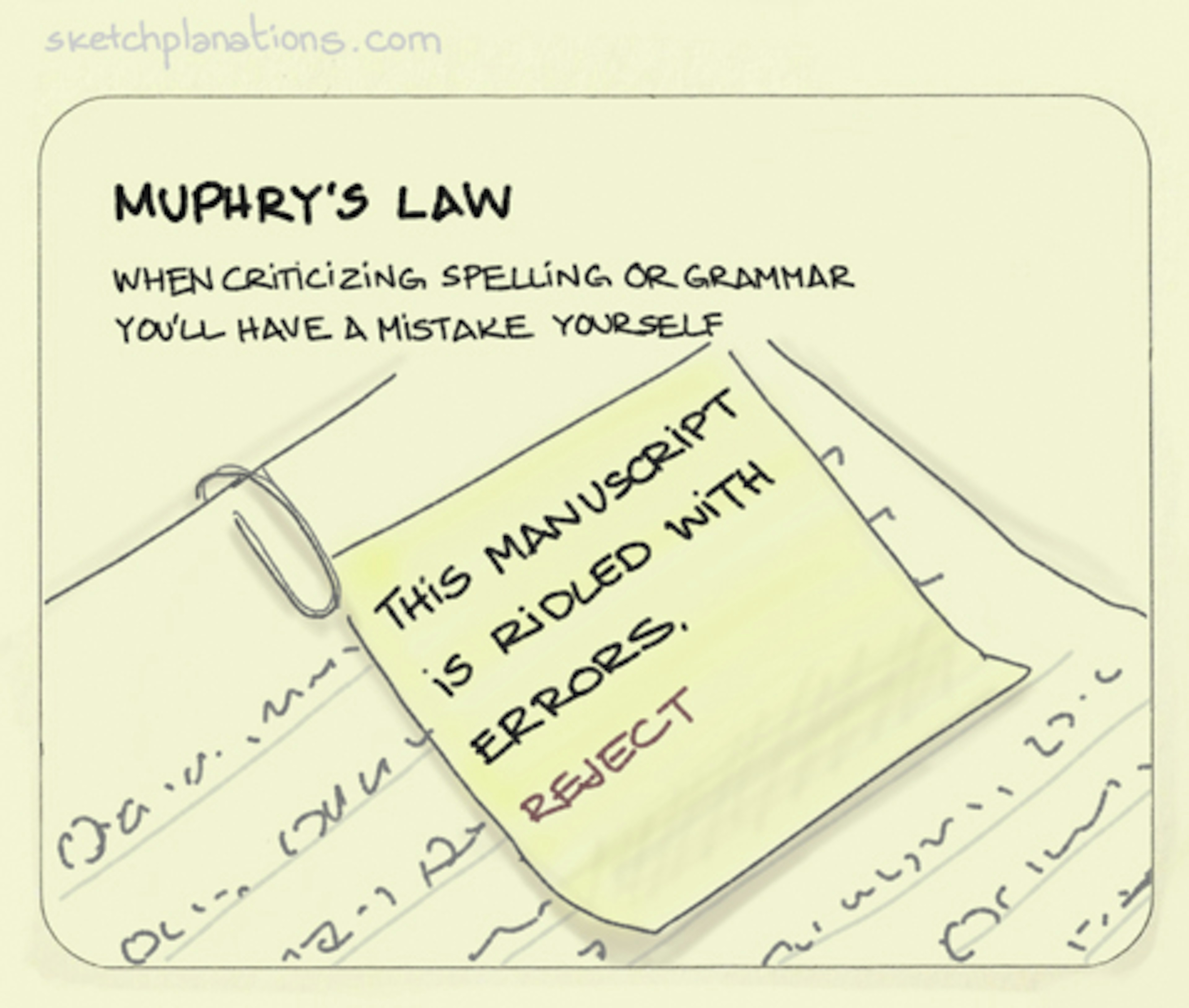 What is Muphry's Law example explained: a reviewer of a manuscript makes a spelling mistake in their review