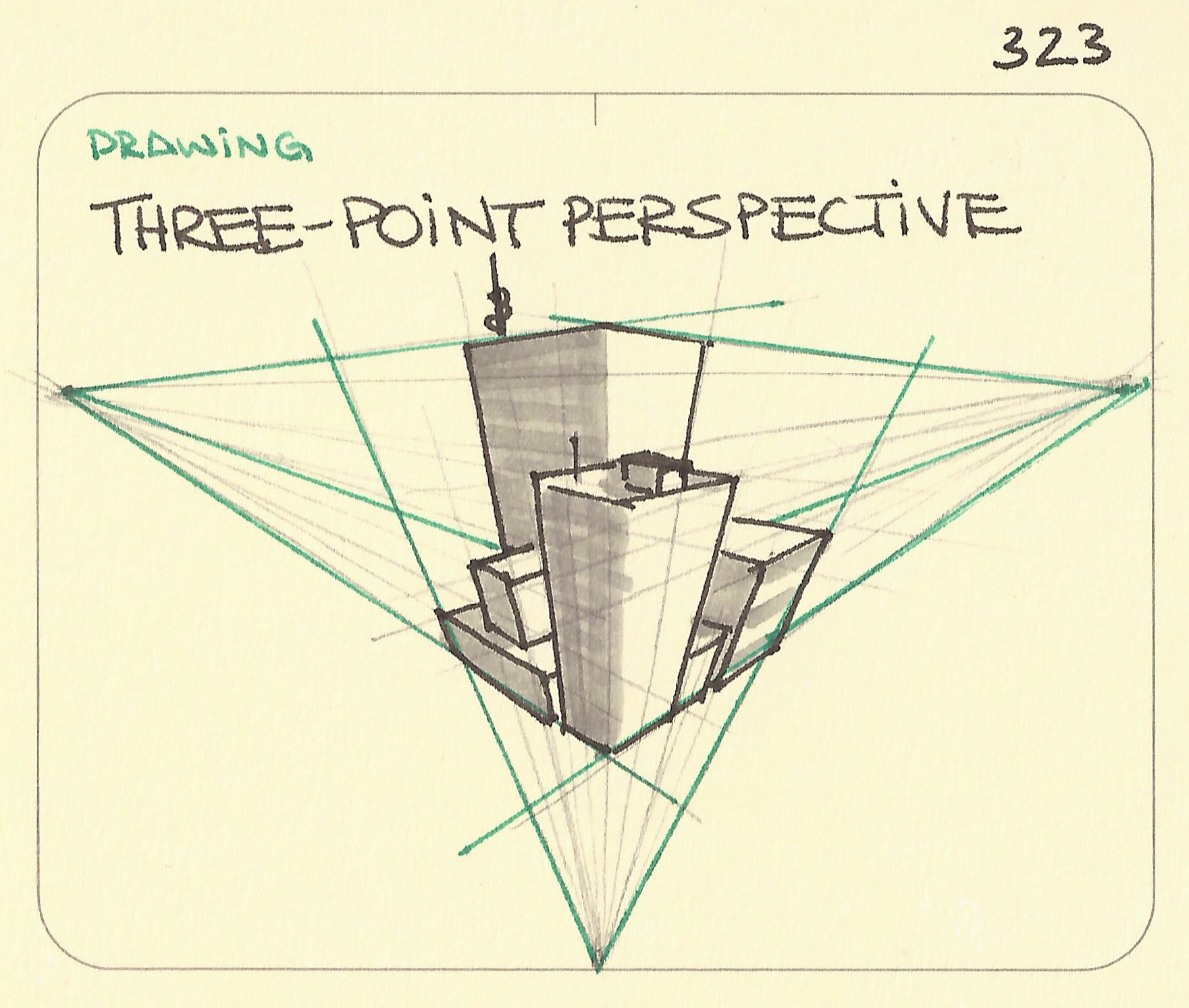 Drawing in three-point perspective
