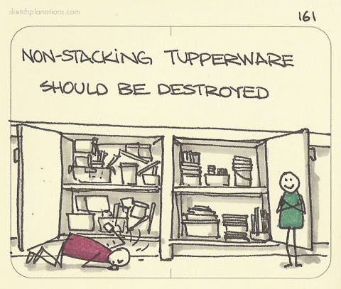 Non-stacking Tupperware should be destroyed - Sketchplanations