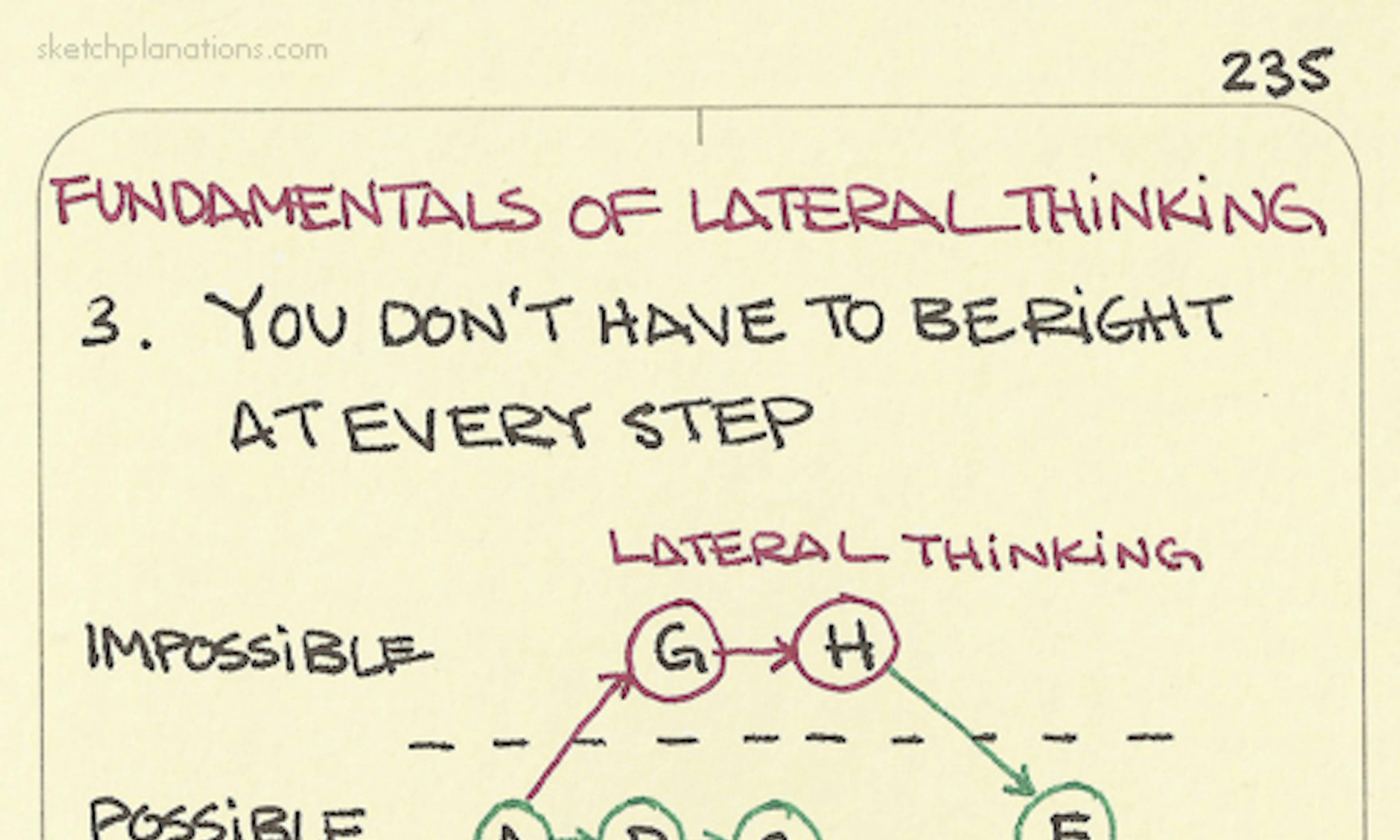 Lateral thinking: You don't have to be right at every step
