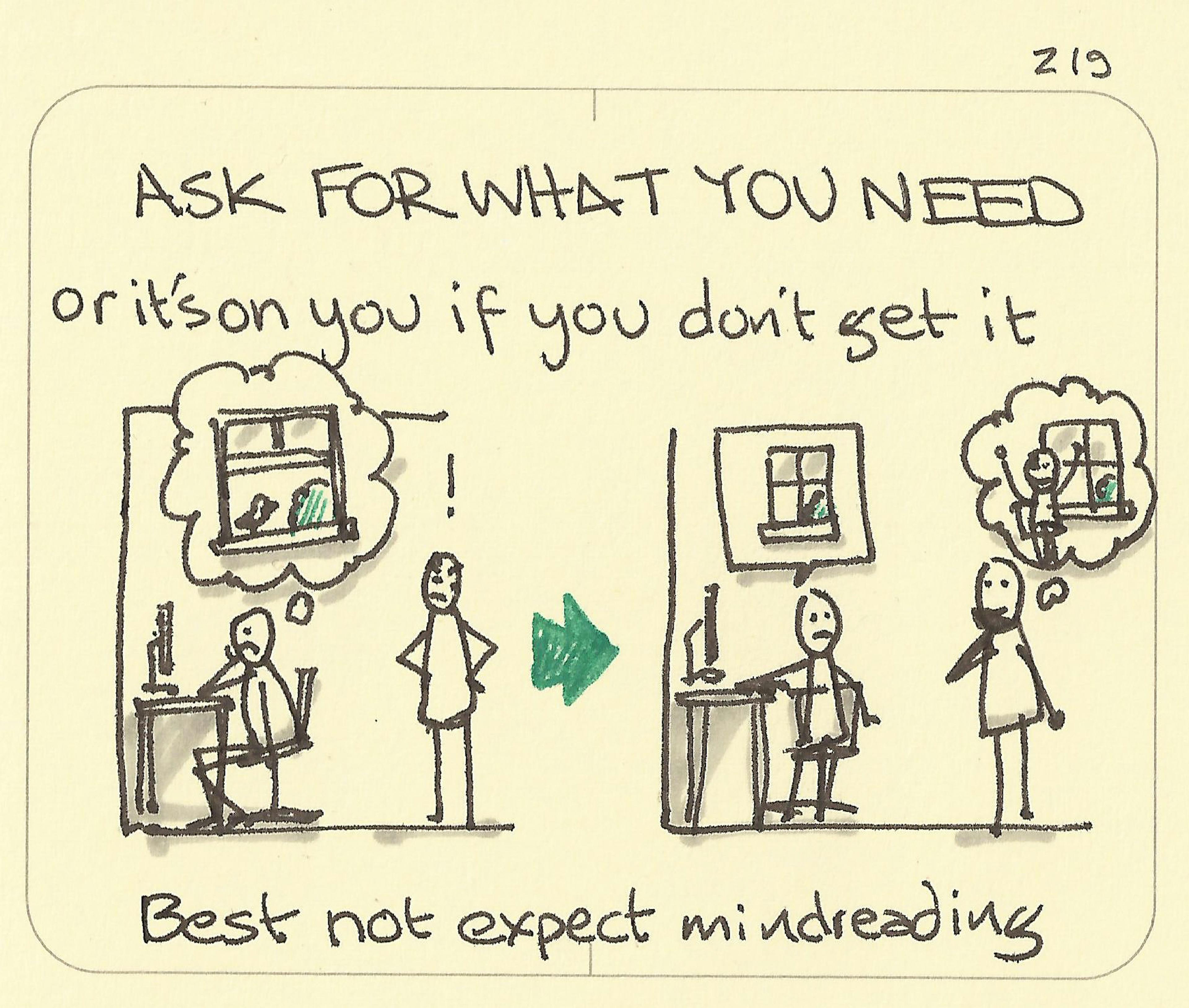 An office worker glumly thinks about their lack of window while a frustrated manager looks on which is transformed when the employee asks for a window