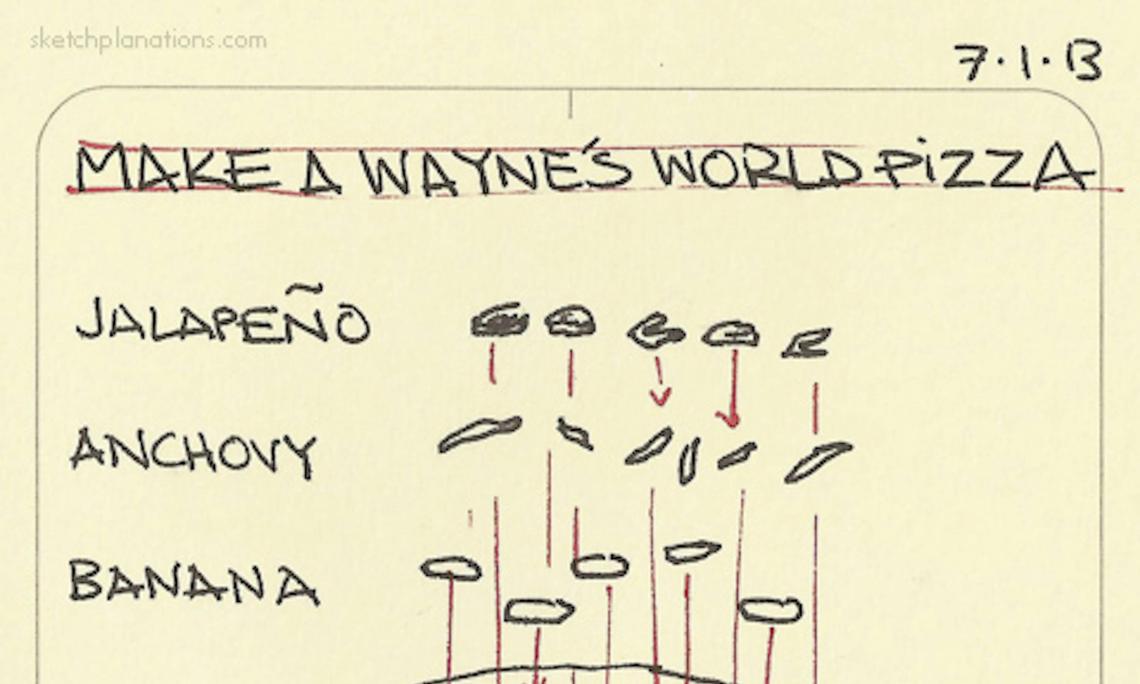 The Wayne's World pizza of jalapeño, anchovy and banana