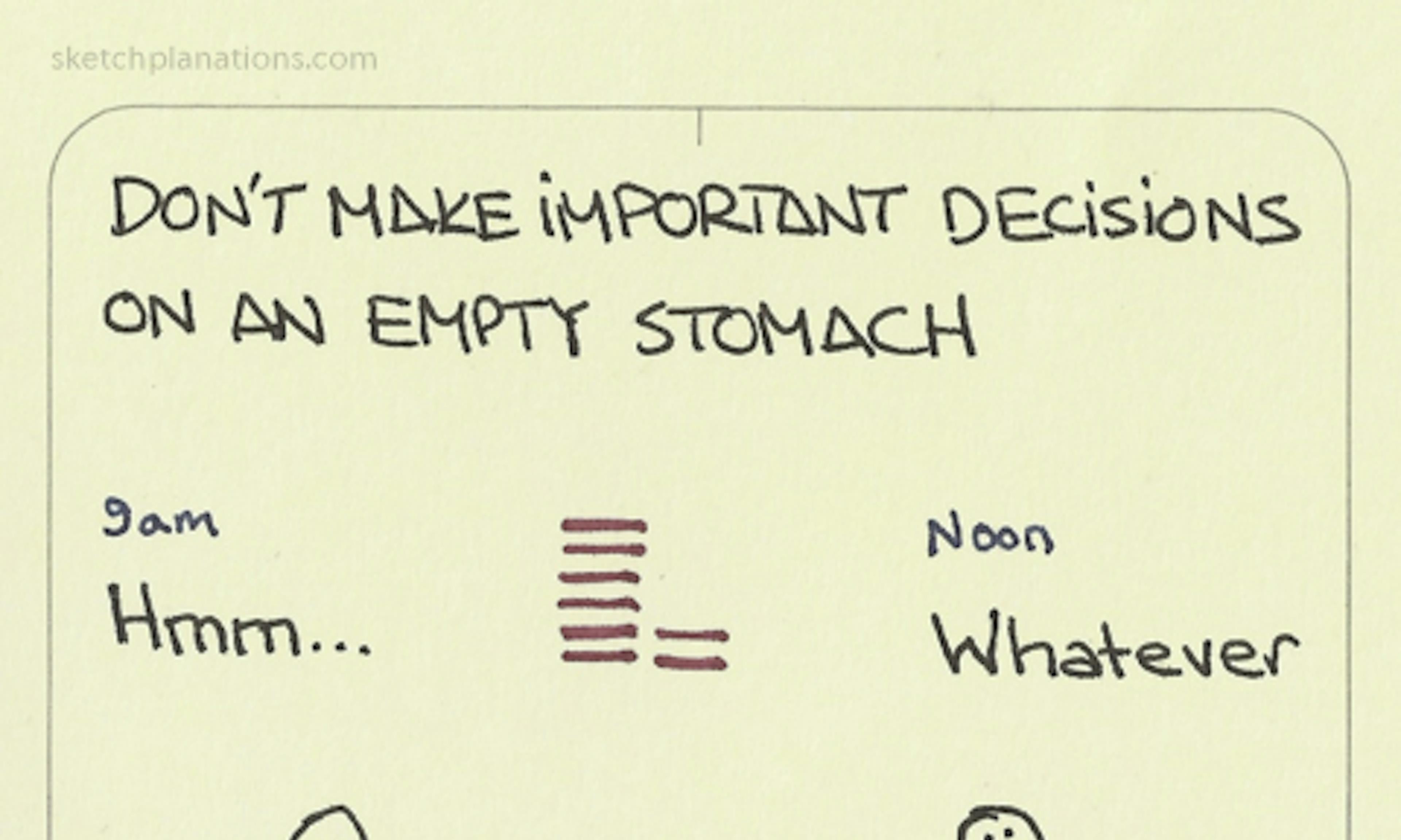 An energised person at 9 am closely contemplates a file while at noon they're down to 'whatever'