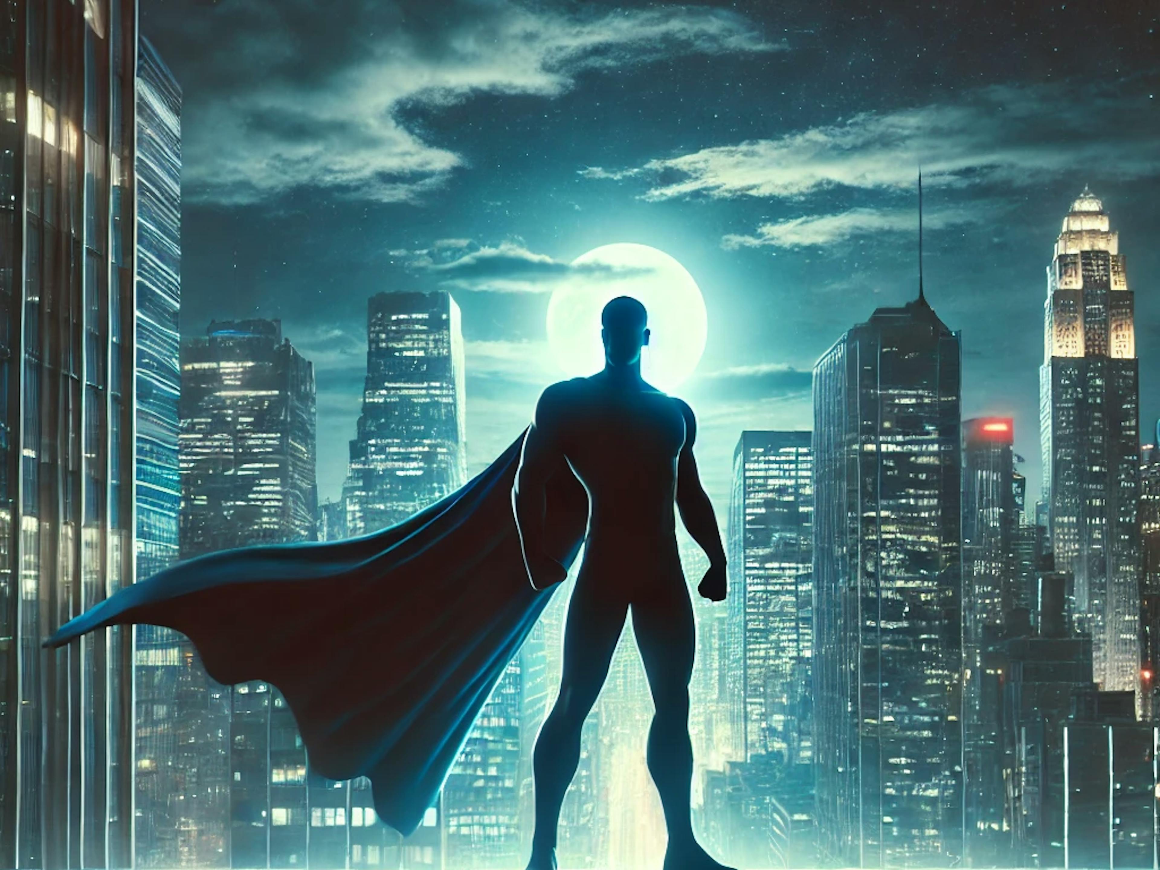 an image of a silhouetted superhero