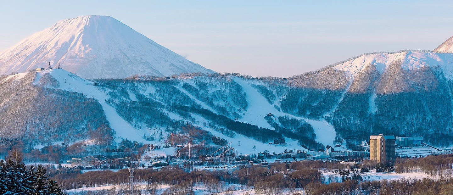 Aerial shot over Rusutsu Ski Resort.