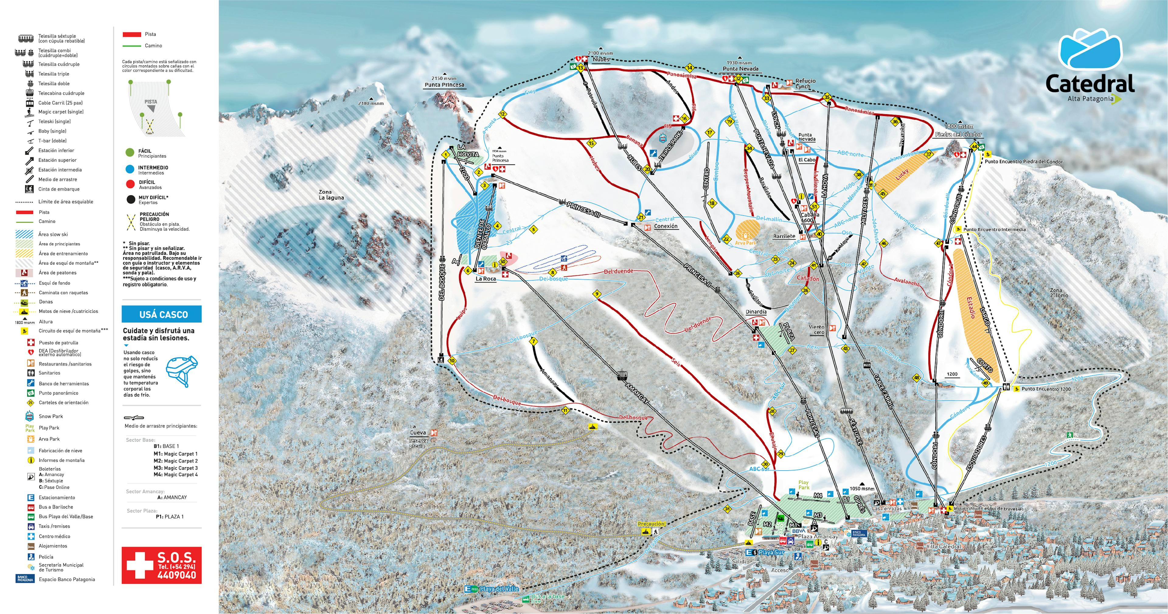 San Carlos de Bariloche winter trail map