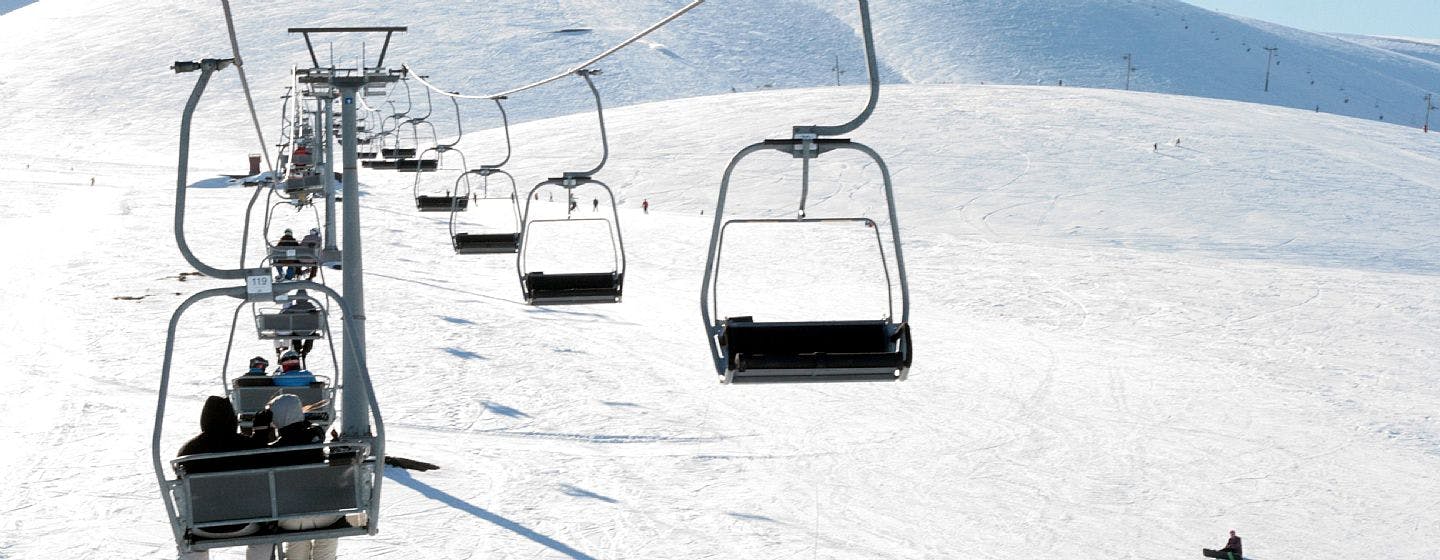 The chairlift running at Corralco in Chile, South America.