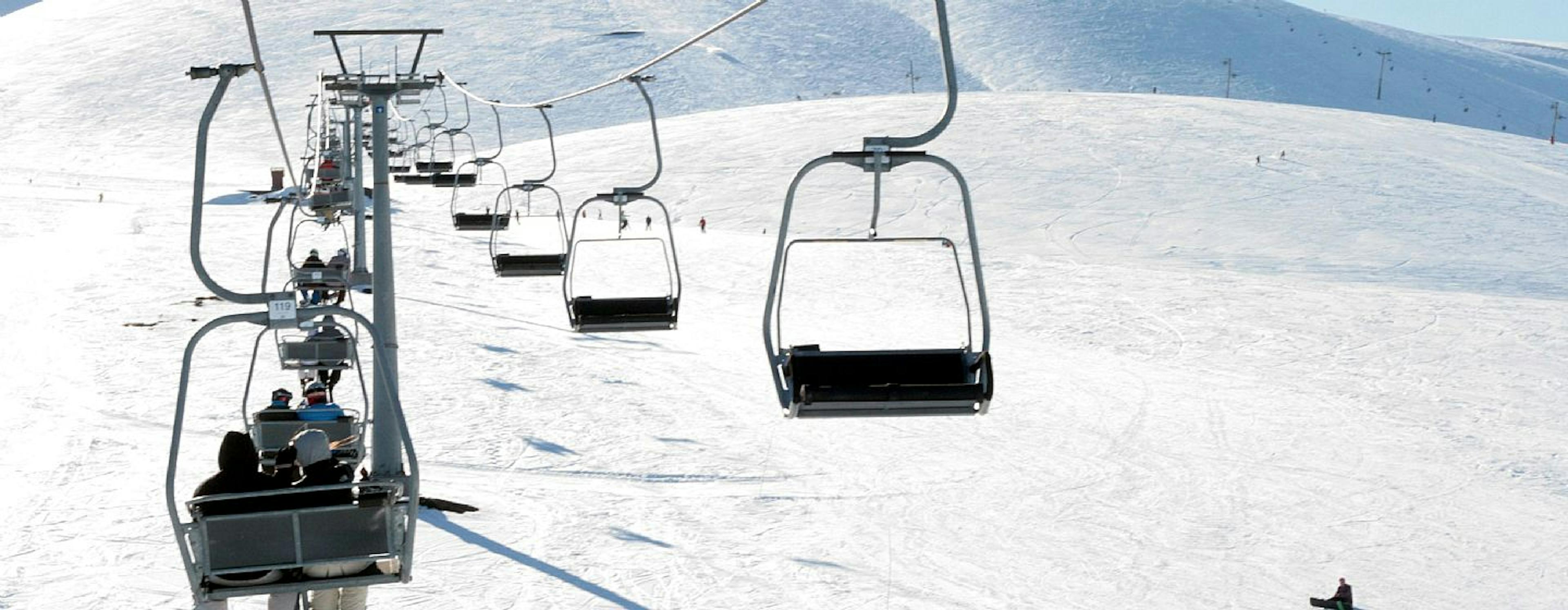 The chairlift running at Corralco in Chile, South America.