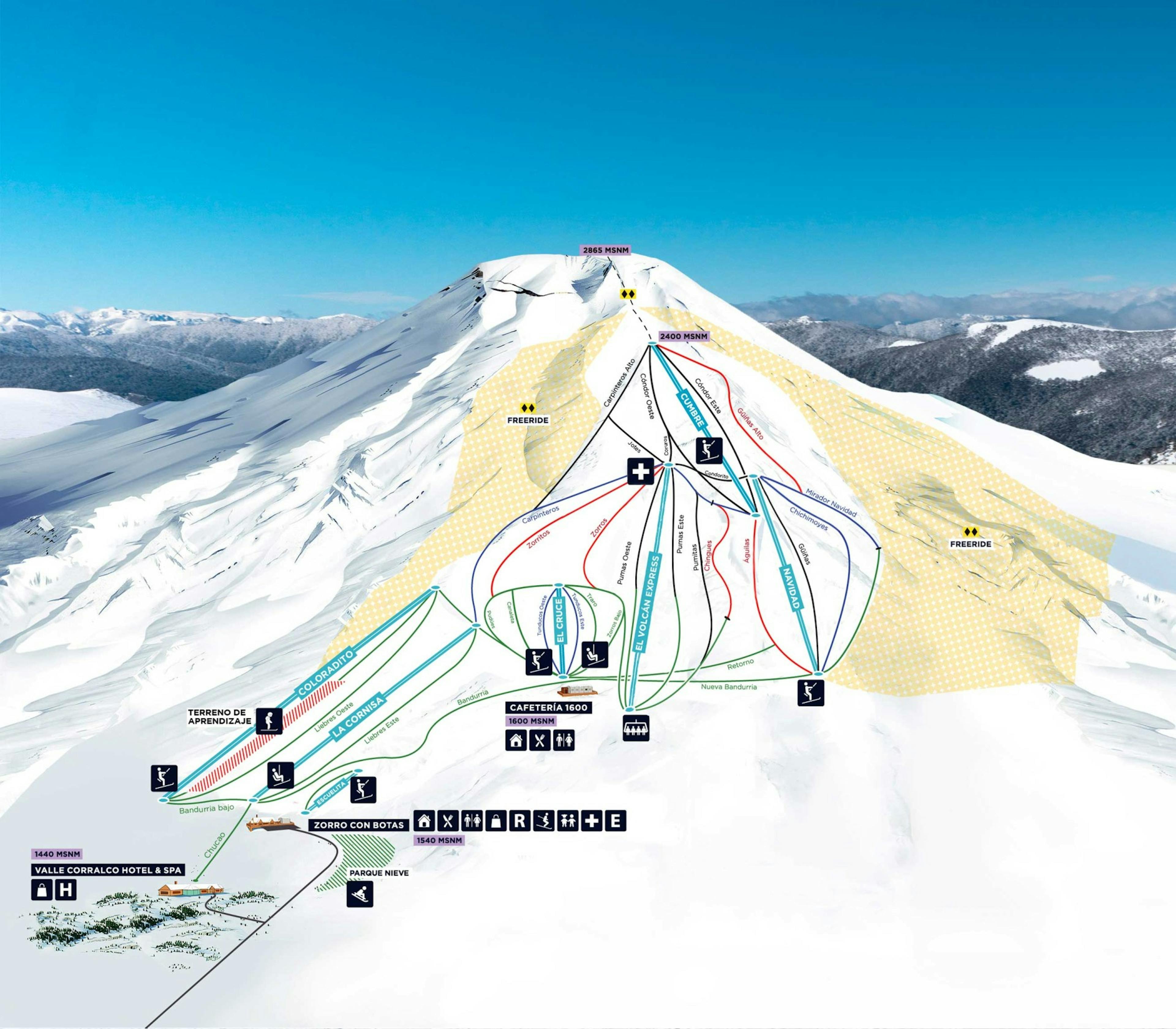 Corralco winter ski map