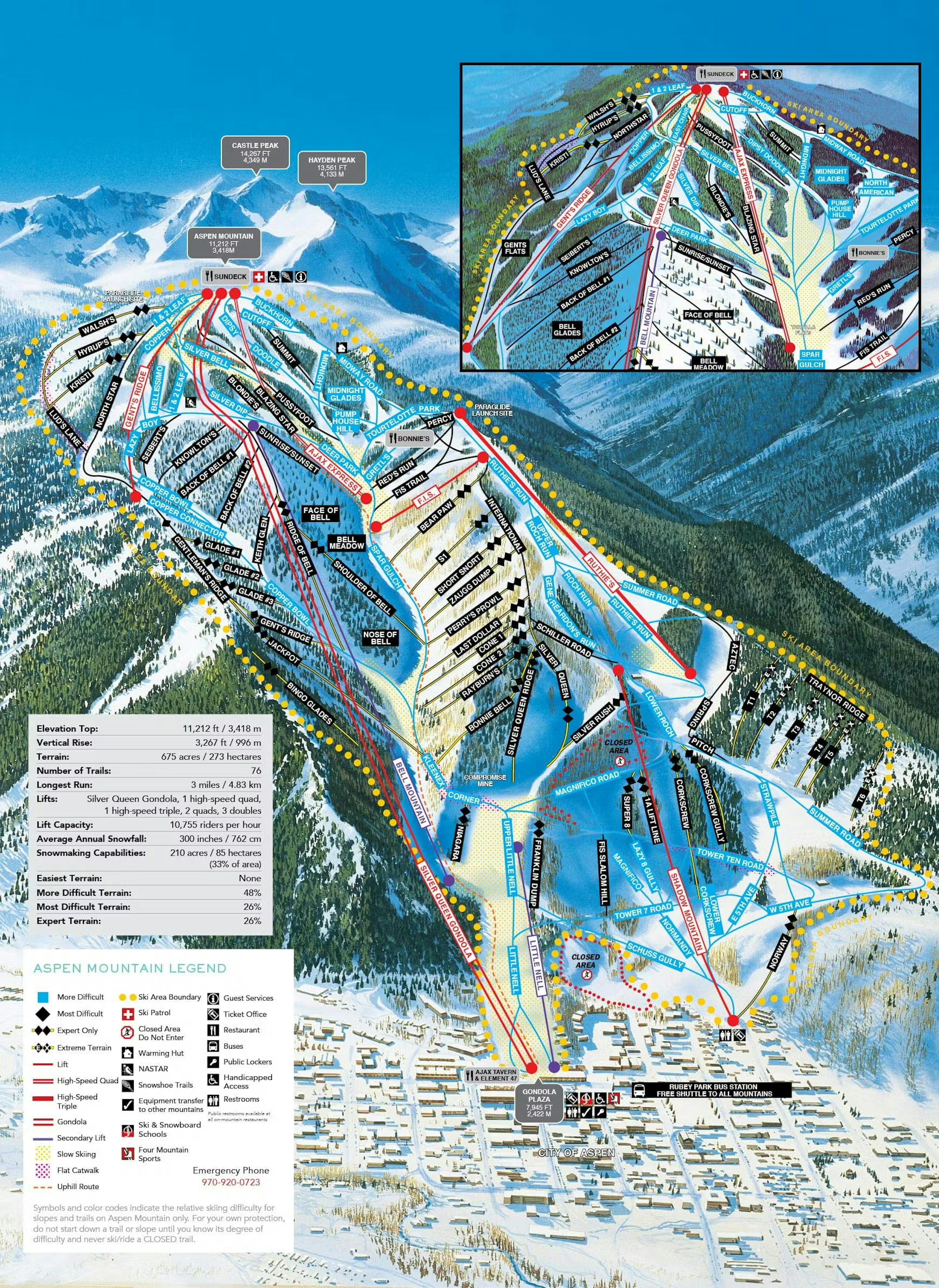 Aspen Snowmass winter trail map #2