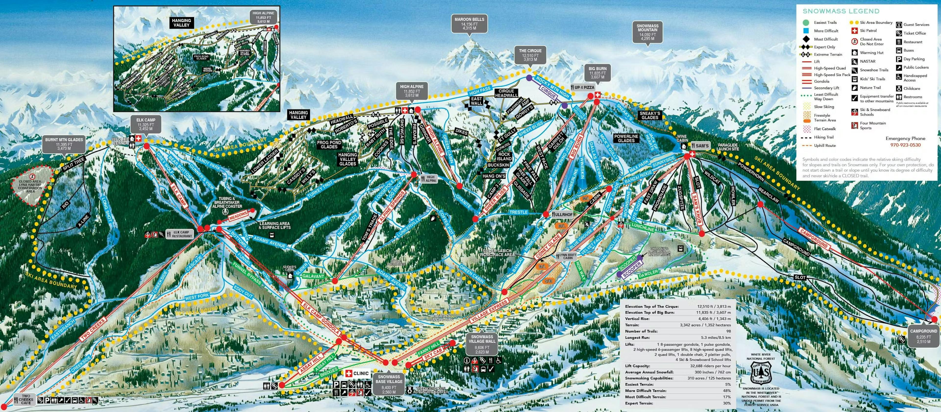 Aspen Snowmass winter trail map #4