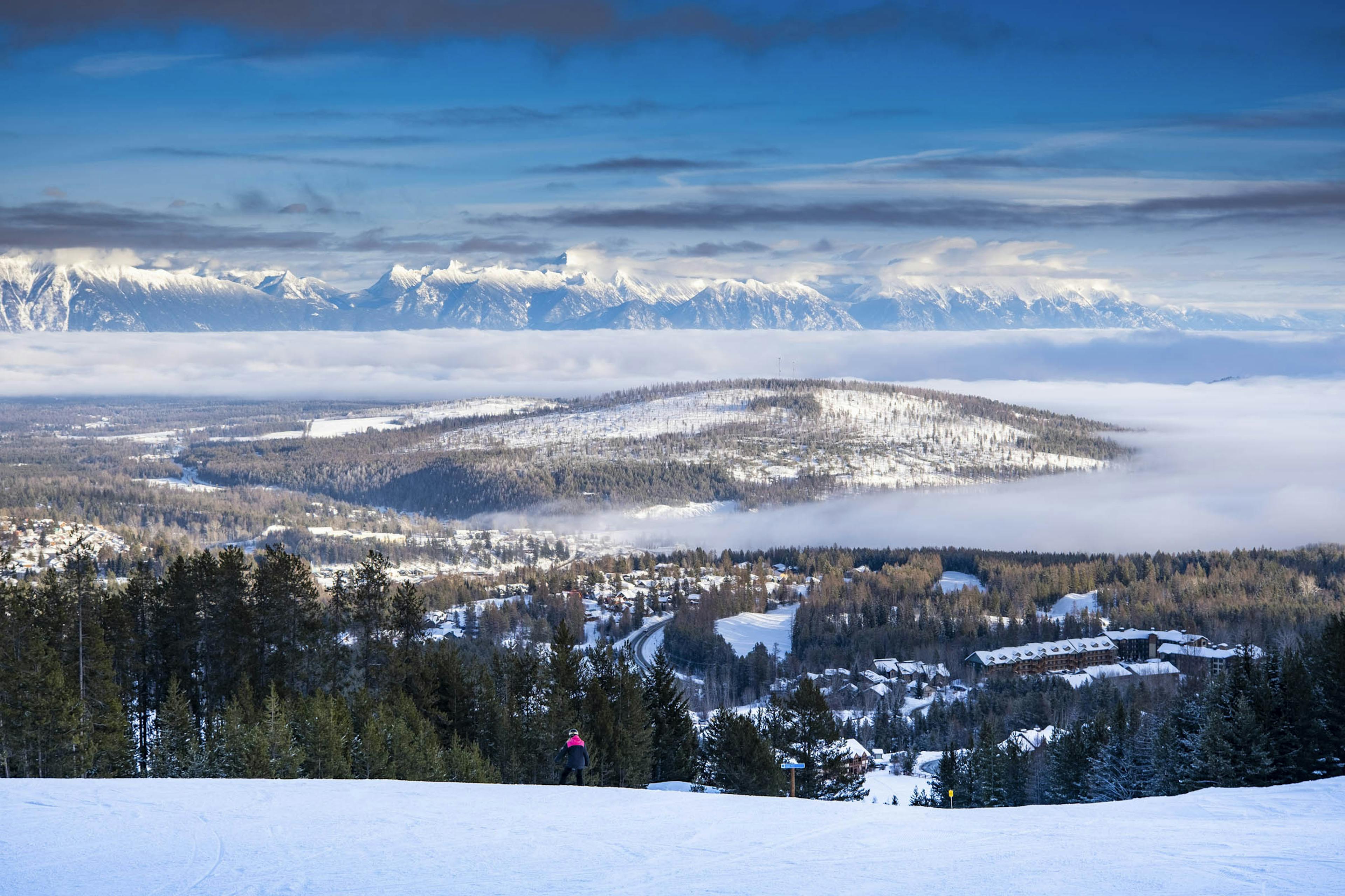 Winter morning on the slopes of Kimberley Alpine Resort in Kimberley, British Columbia, Canada.