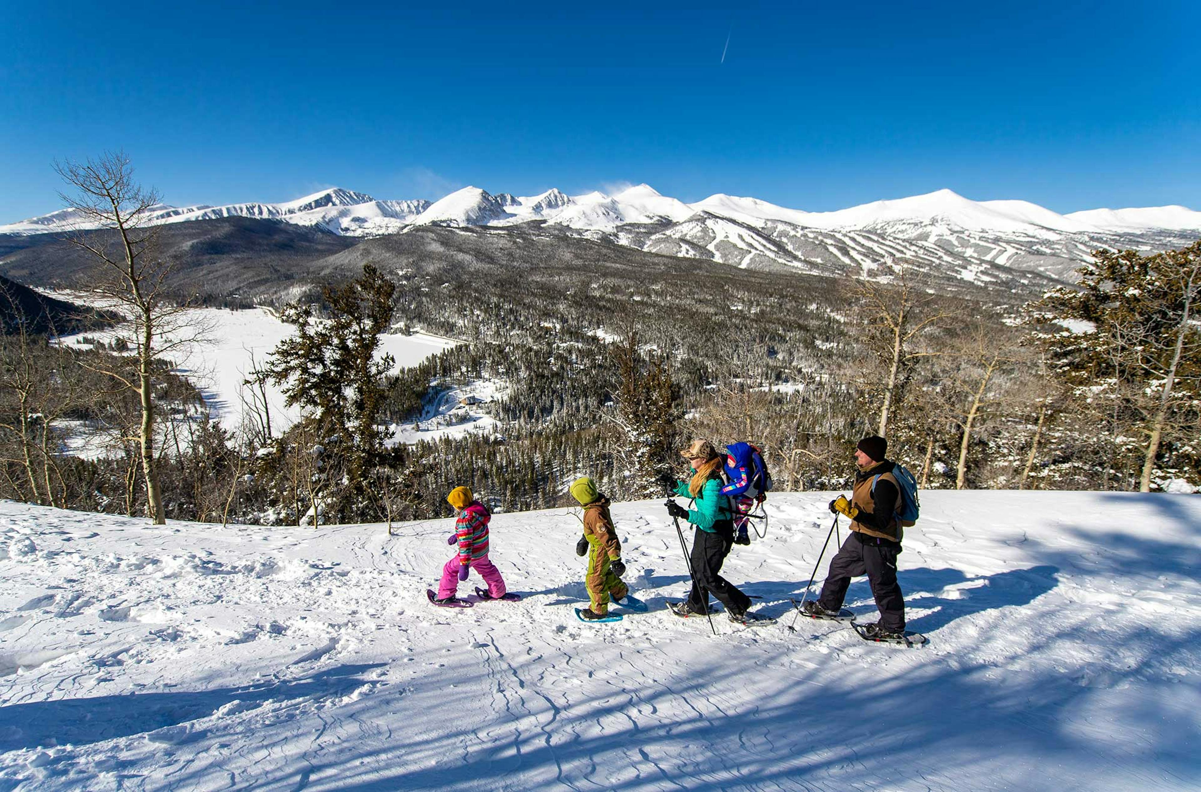 Family snowshoeing in Breckenridge, Colorado