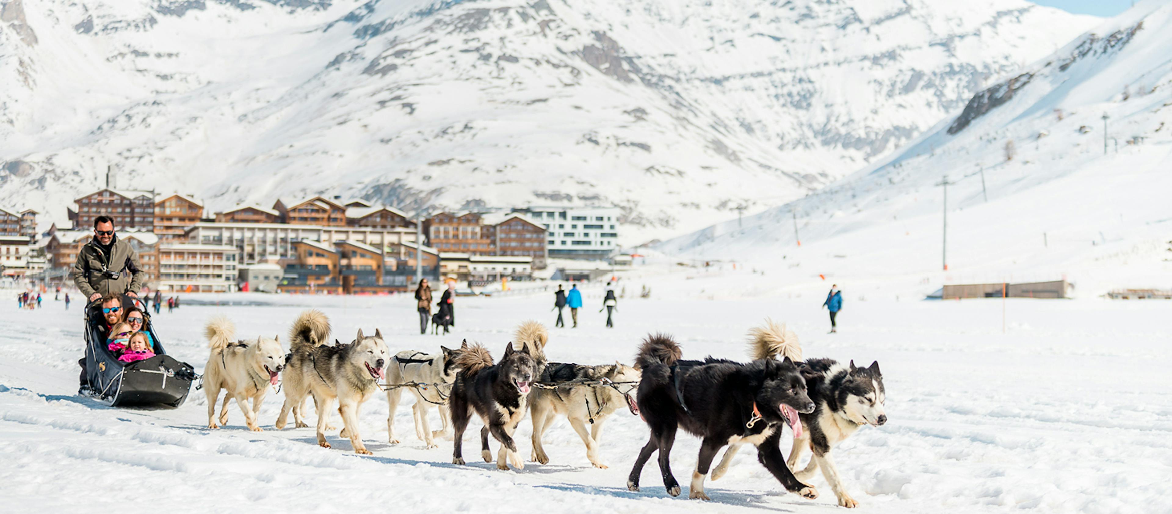 Dog sledding in Tignes, France