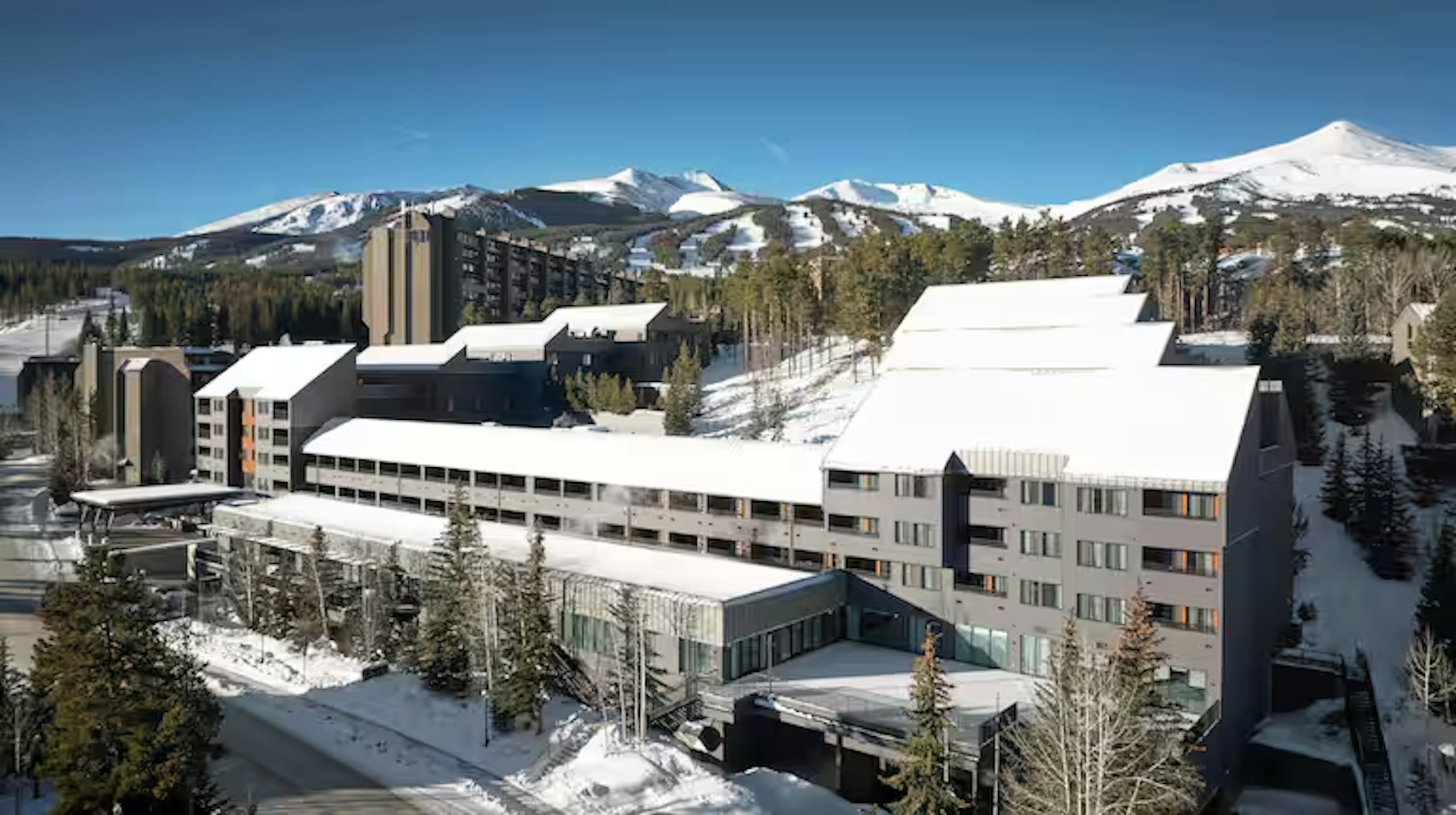 Overlook of the Hotel Alpenrock Breckenridge in the winter