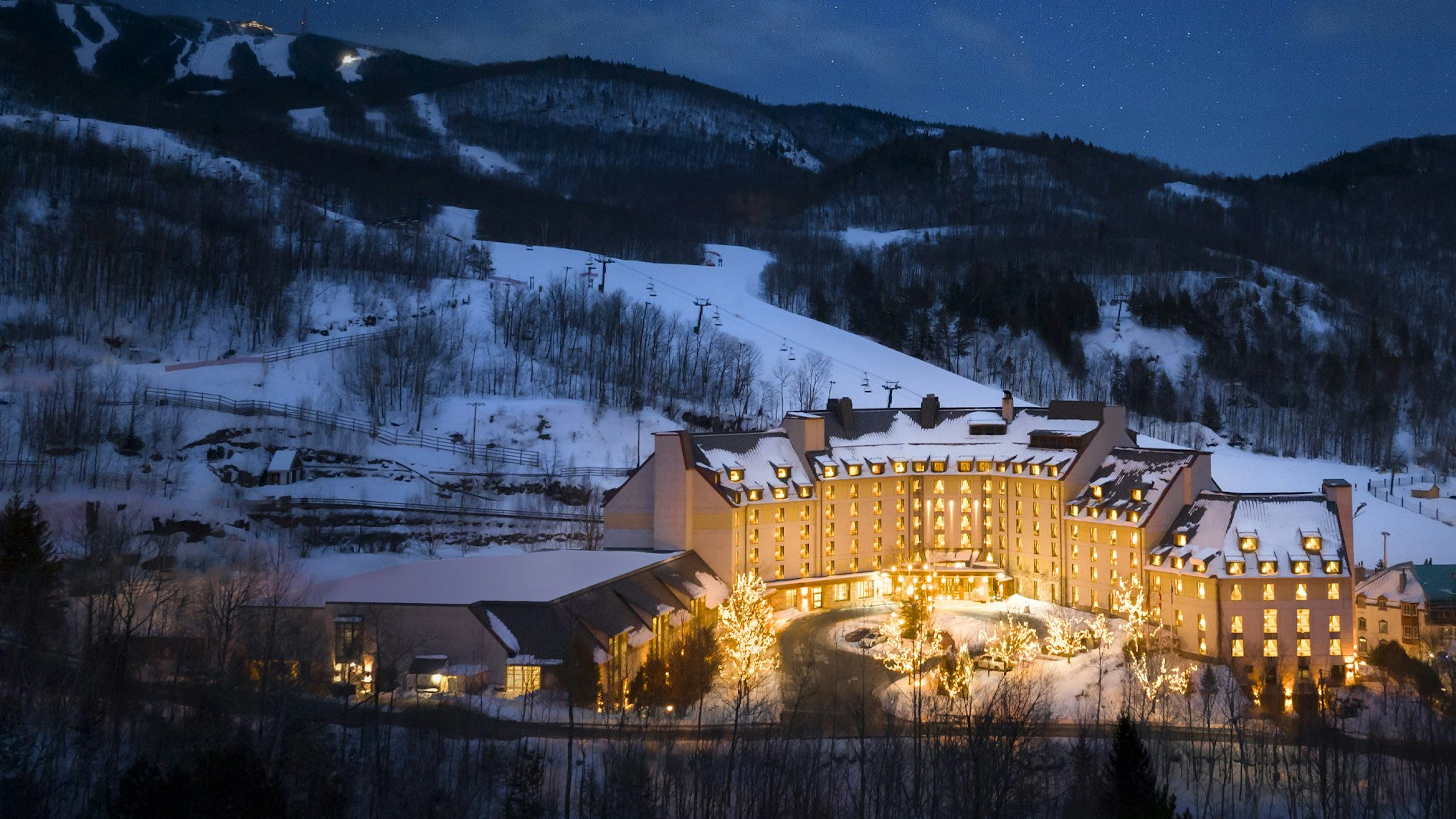 Overlook of Fairmont Tremblant in the winter