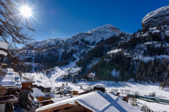 snowy Tignes Ski Resort town
