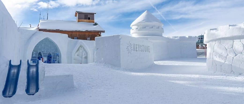 Keystone kidtopia snow fort with slides, caves, and snow castles