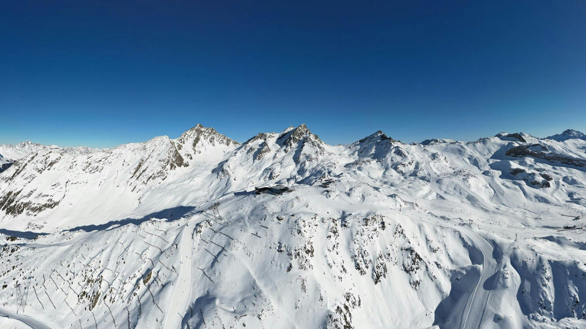 The snowy peaks at Ischgl in Austria, Europe.
