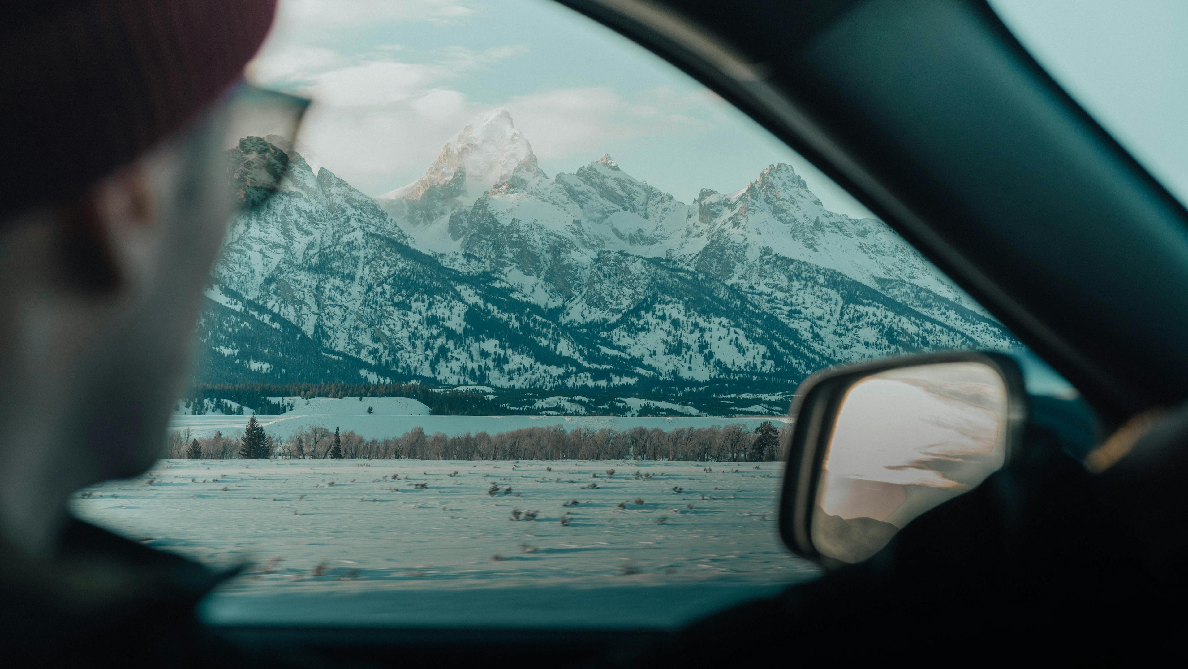 Traveler overlooking the mountains.