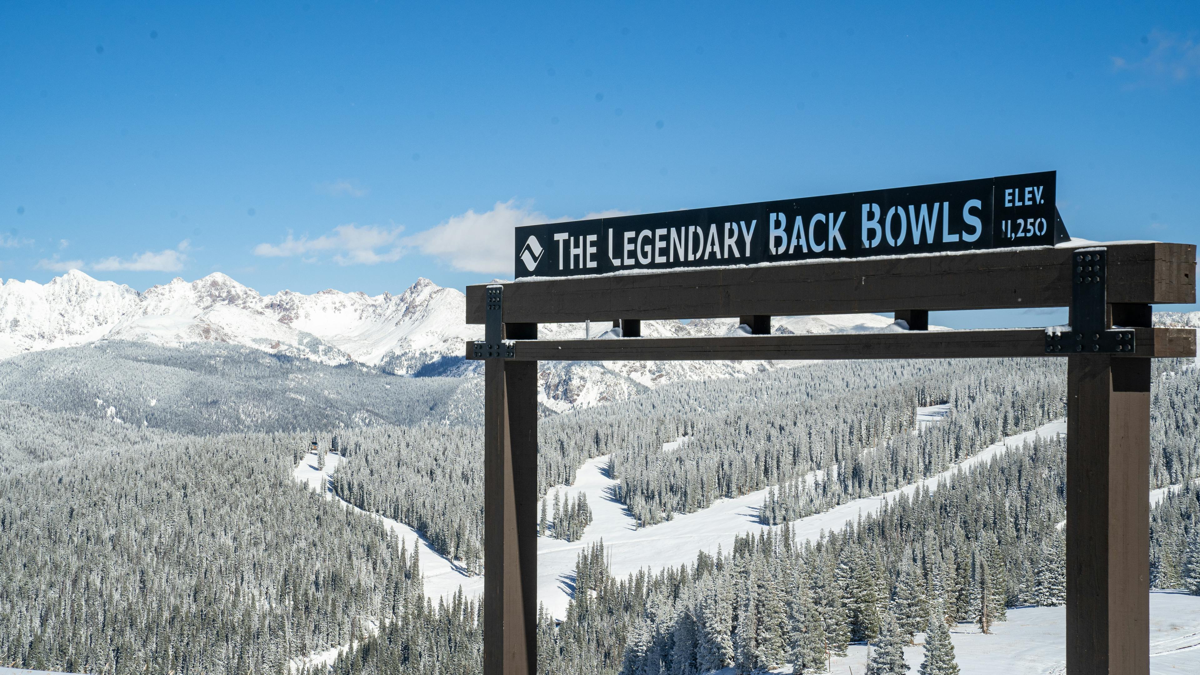 The entrance to the legendary back bowls at Vail in Colorado, USA.