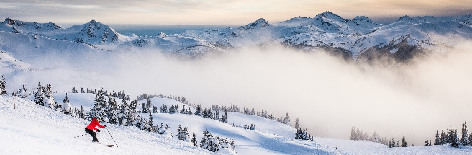 A person skis down a snowy Oregon mountain