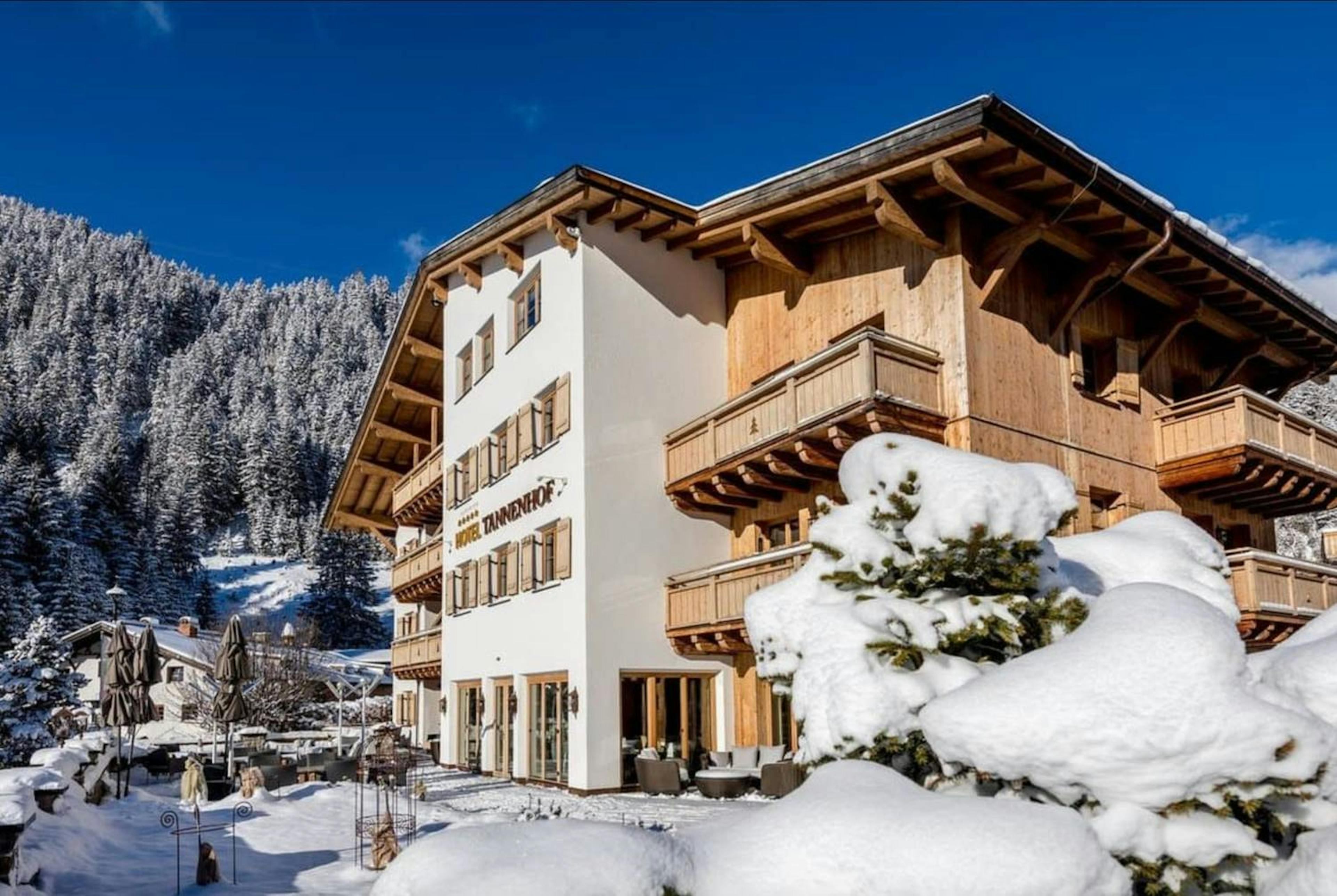 exterior shot of HOTEL TANNENHOF in ST. ANTON, AUSTRIA.