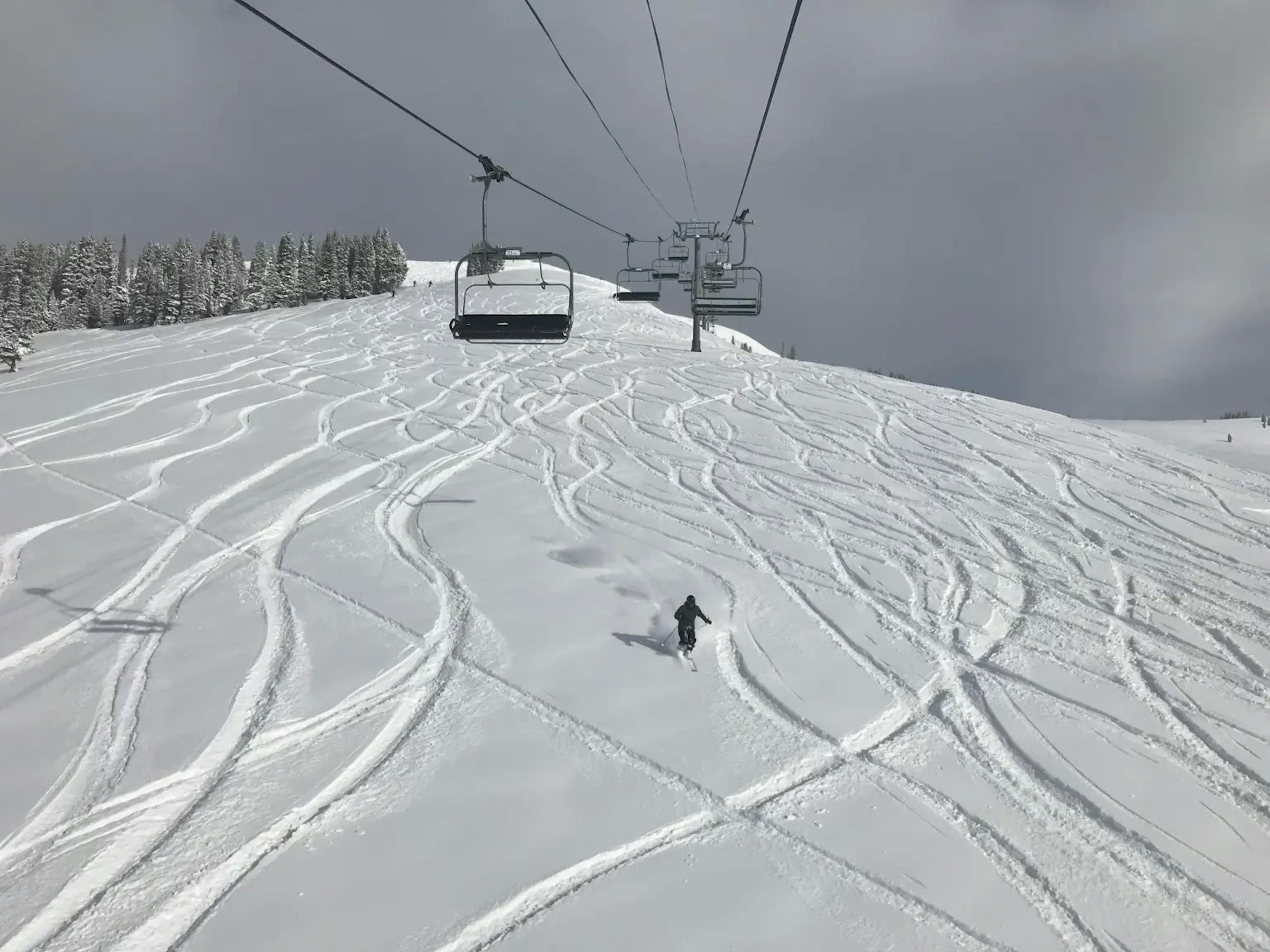 Powder day at Vail ski resort.