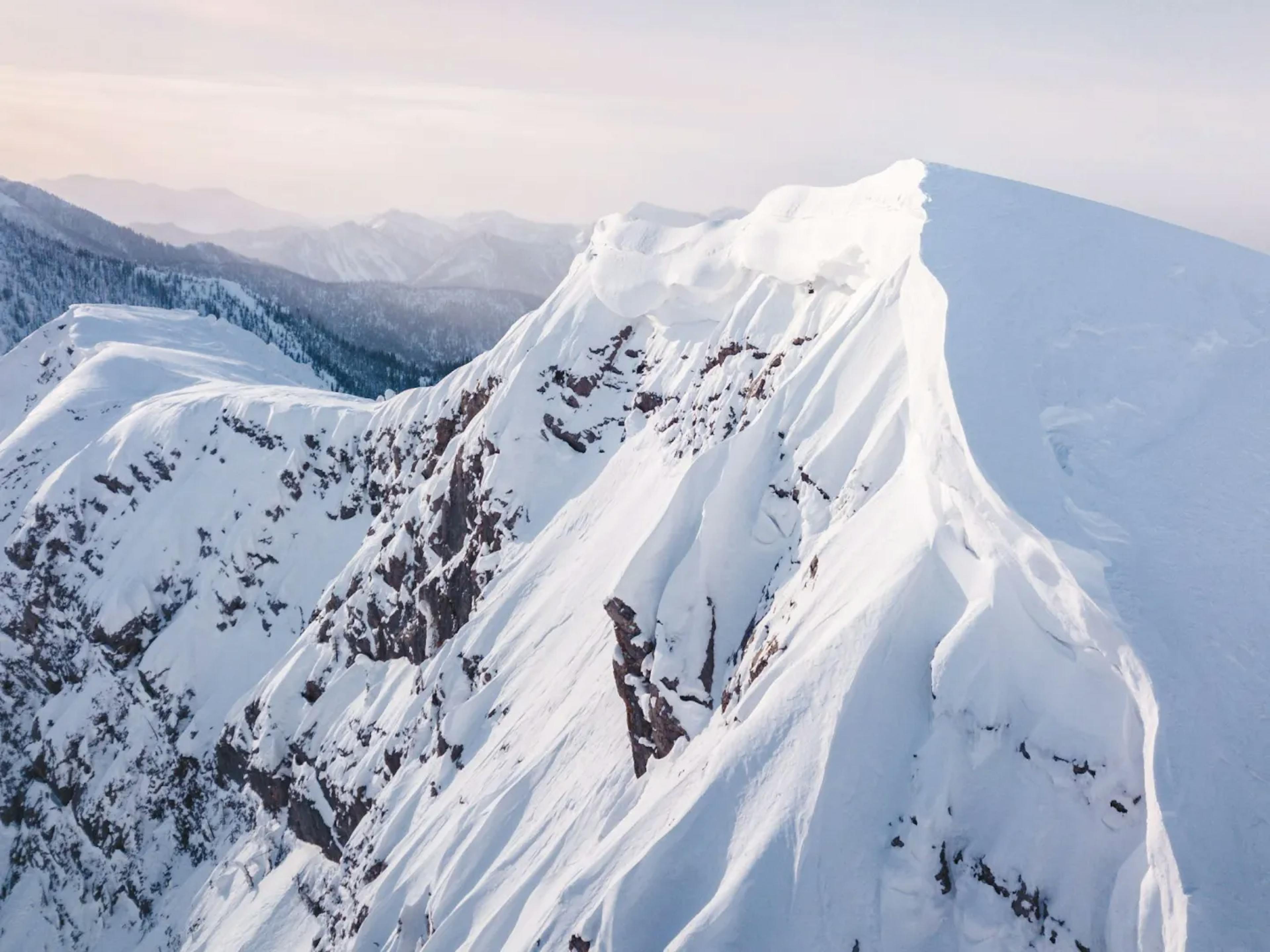 sharp mountain peaks in on a ridge in canada