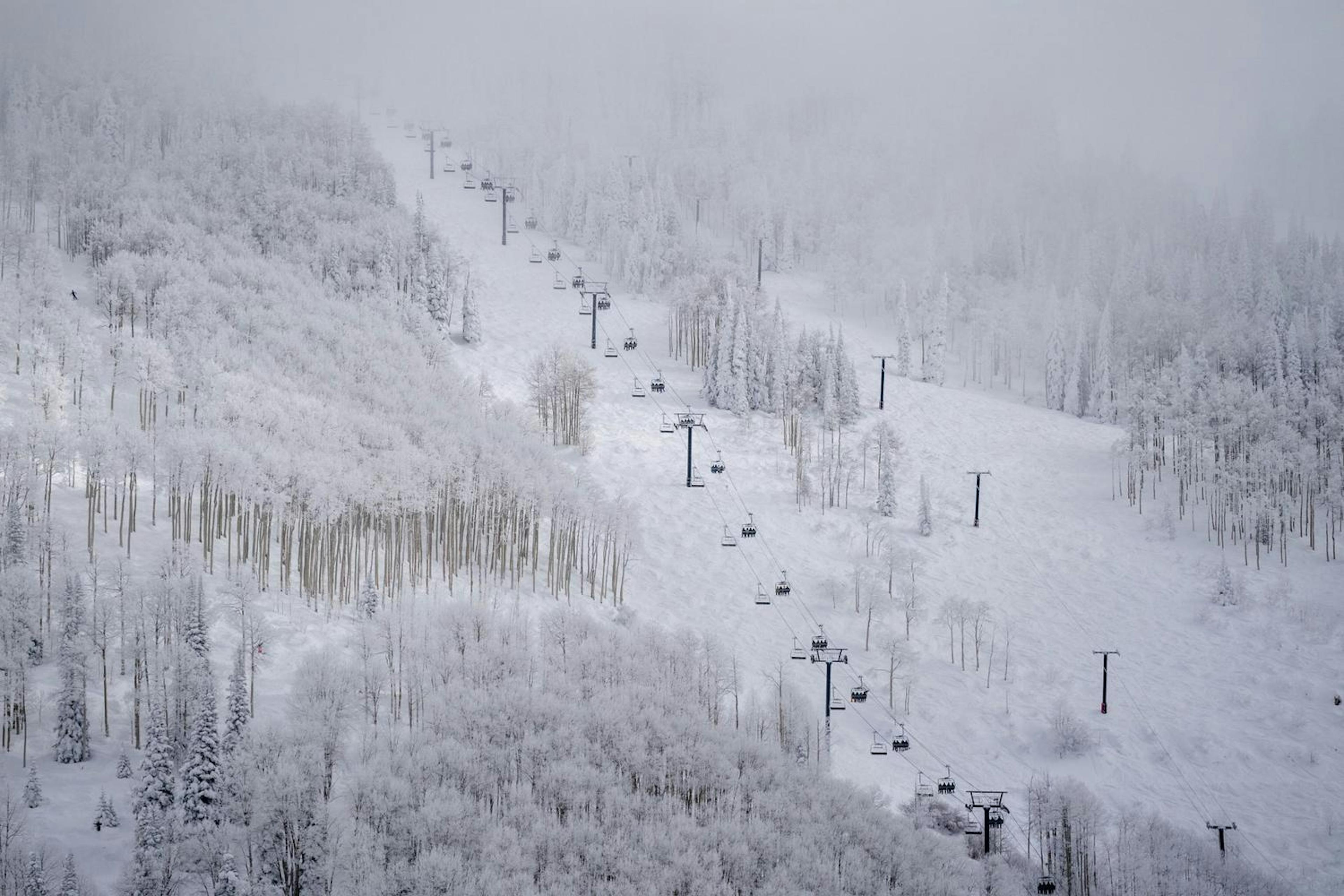 One of Steamboat's chairlifts in the winter.