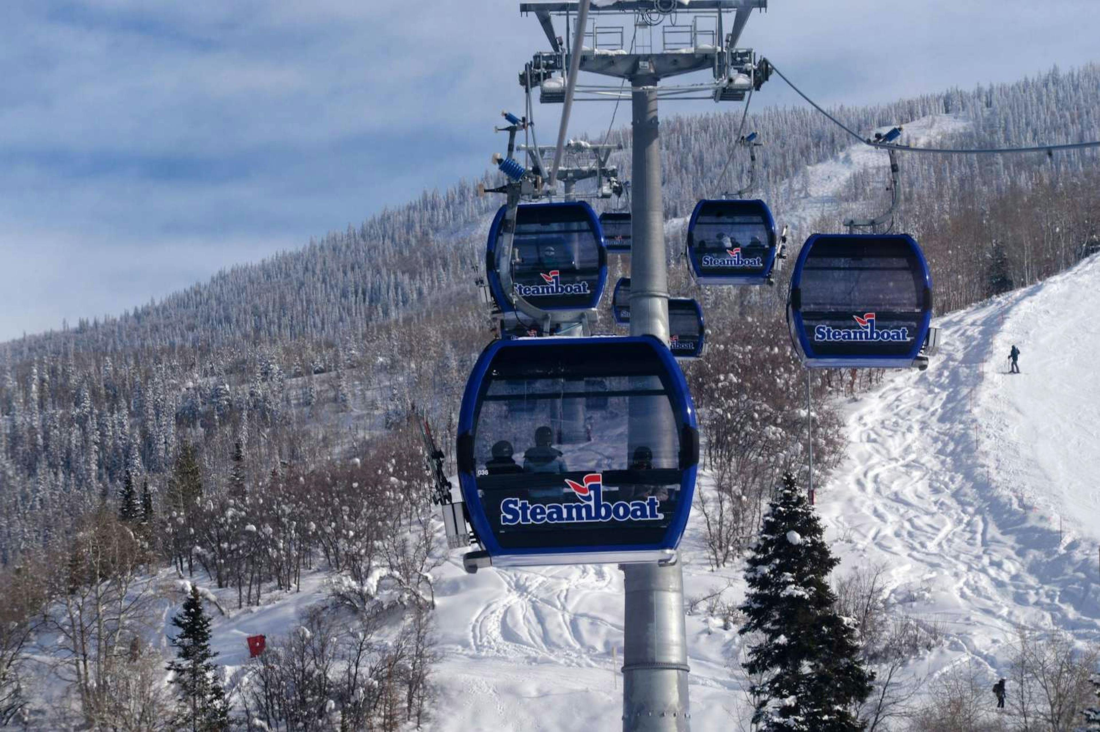 Steamboat's gondola in the winter.