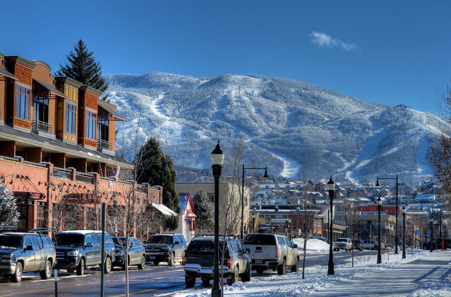 The town of Steamboat Springs in the winter.