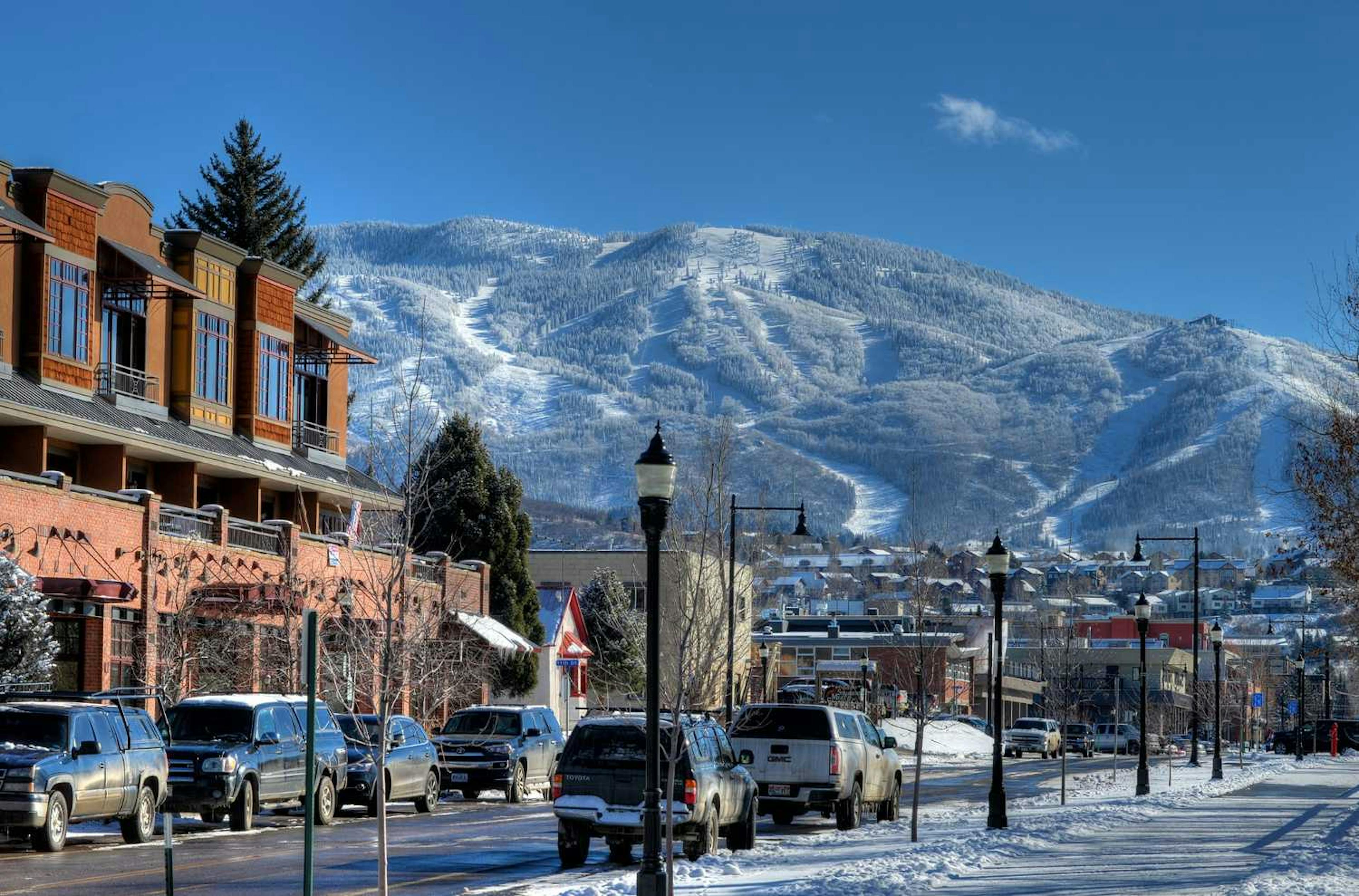 The town of Steamboat Springs in the winter.