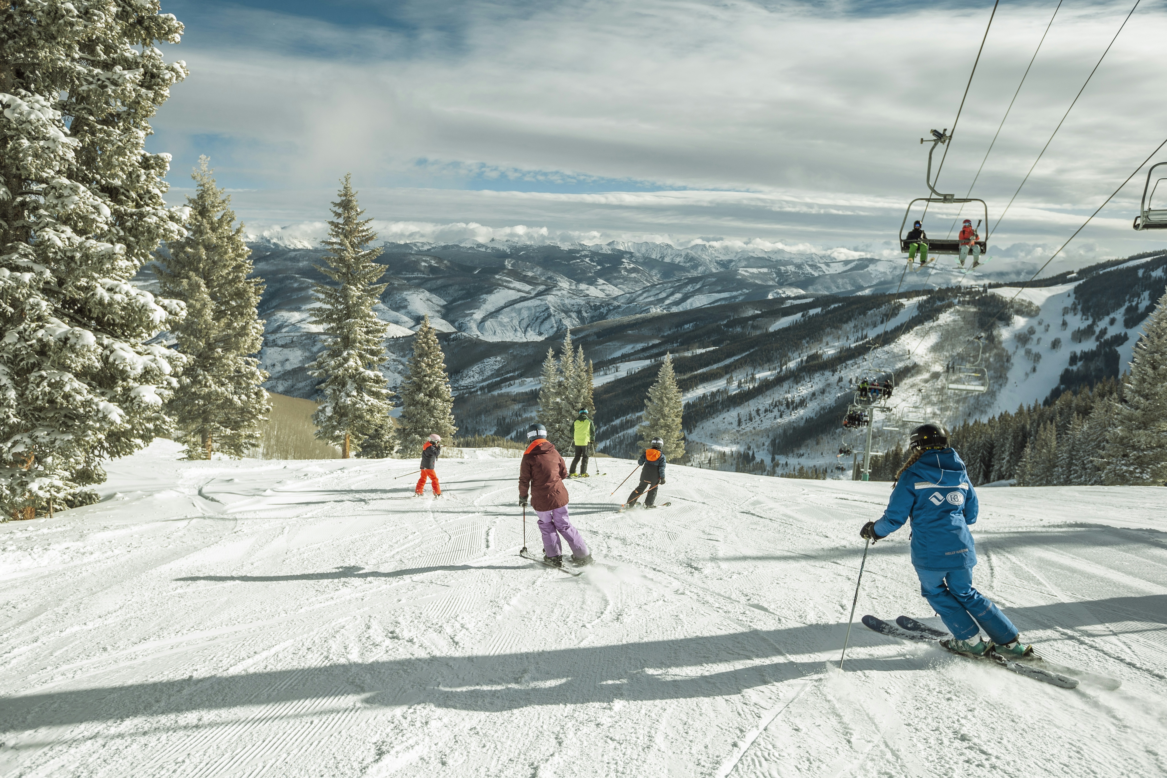 Group of friends having budget-friendly ski vacations.