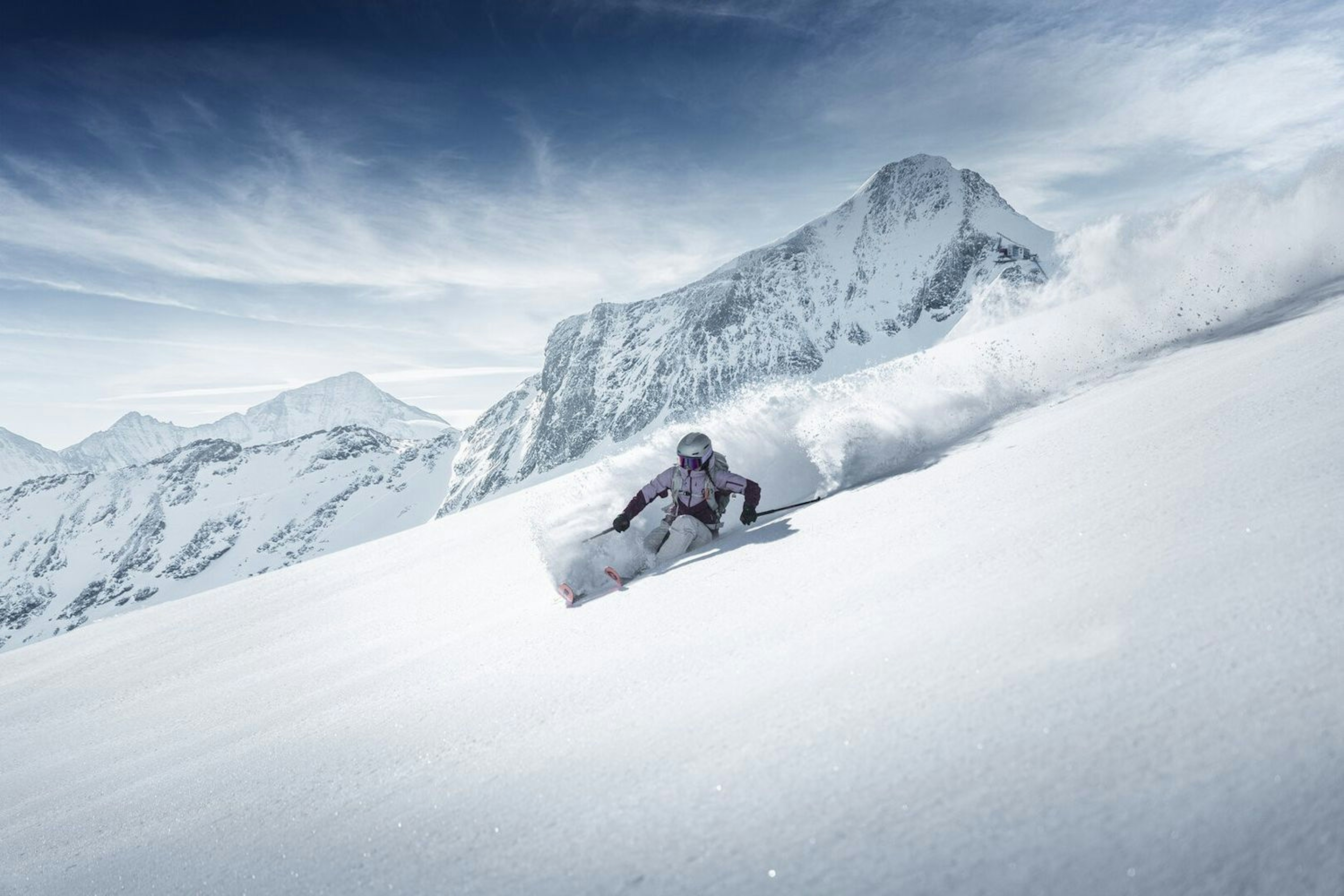 Skier skiing steeps at Zell am See. 