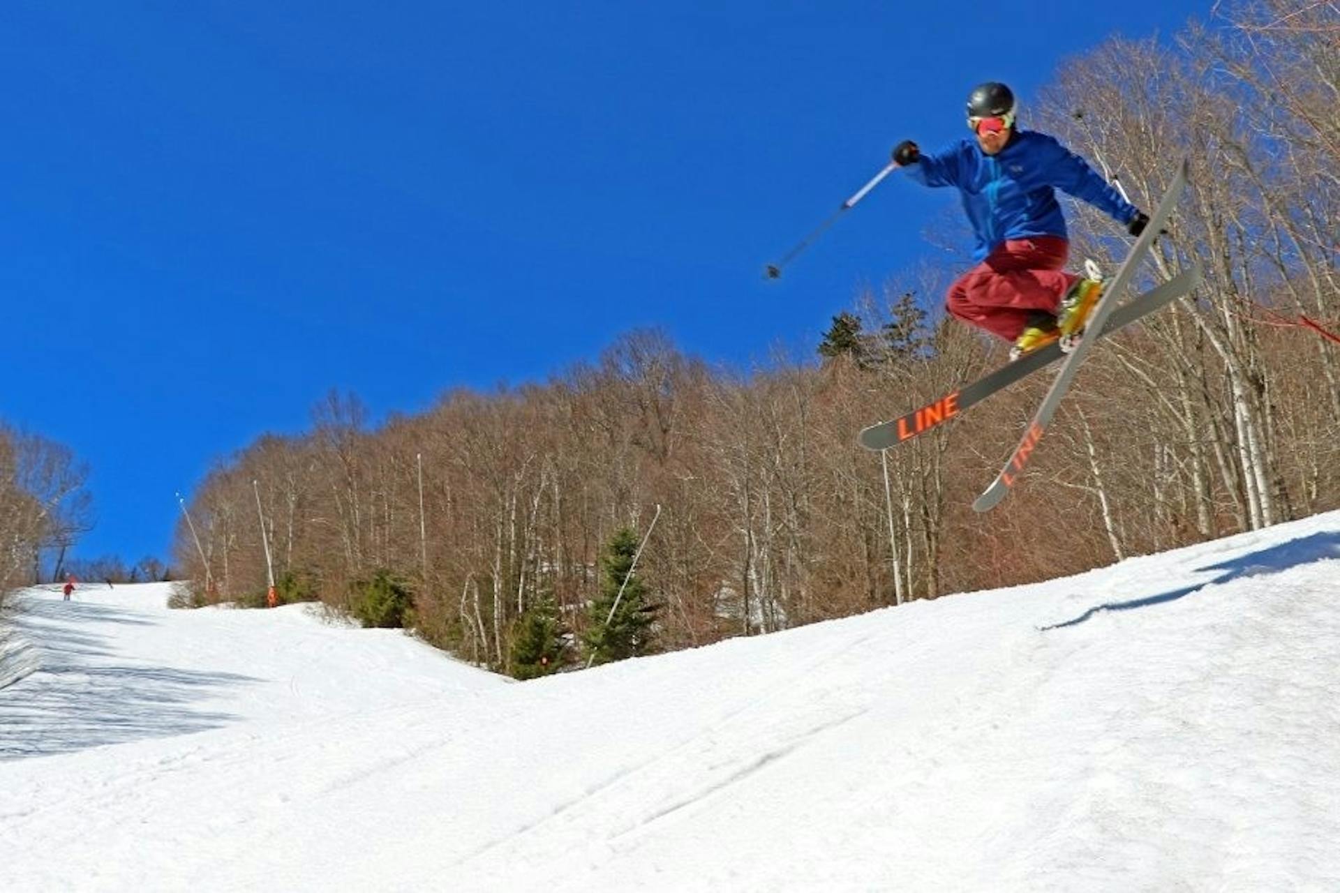 Skier hitting the slopes at Stowe.