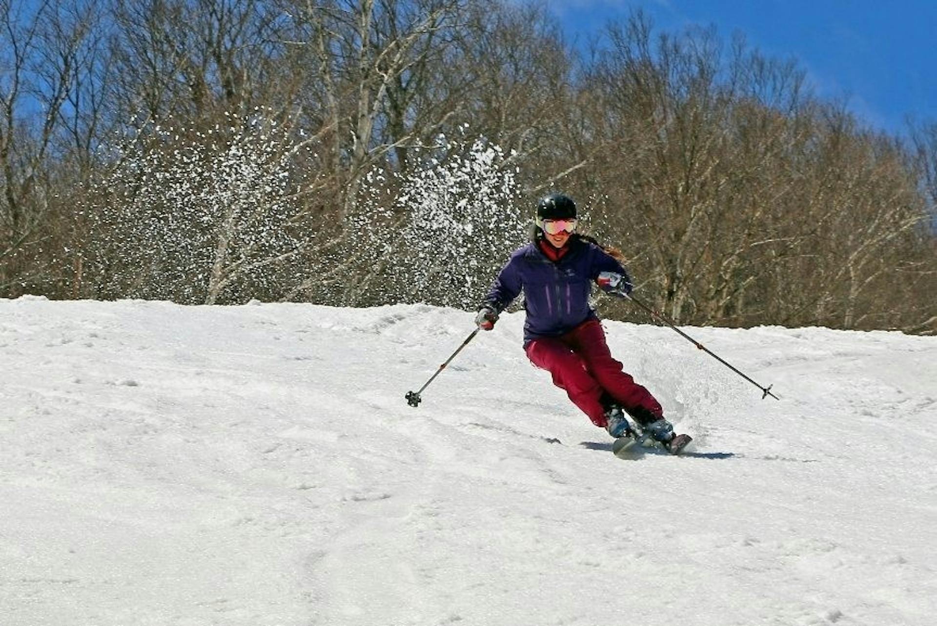 Skier going down the slope at Stowe.