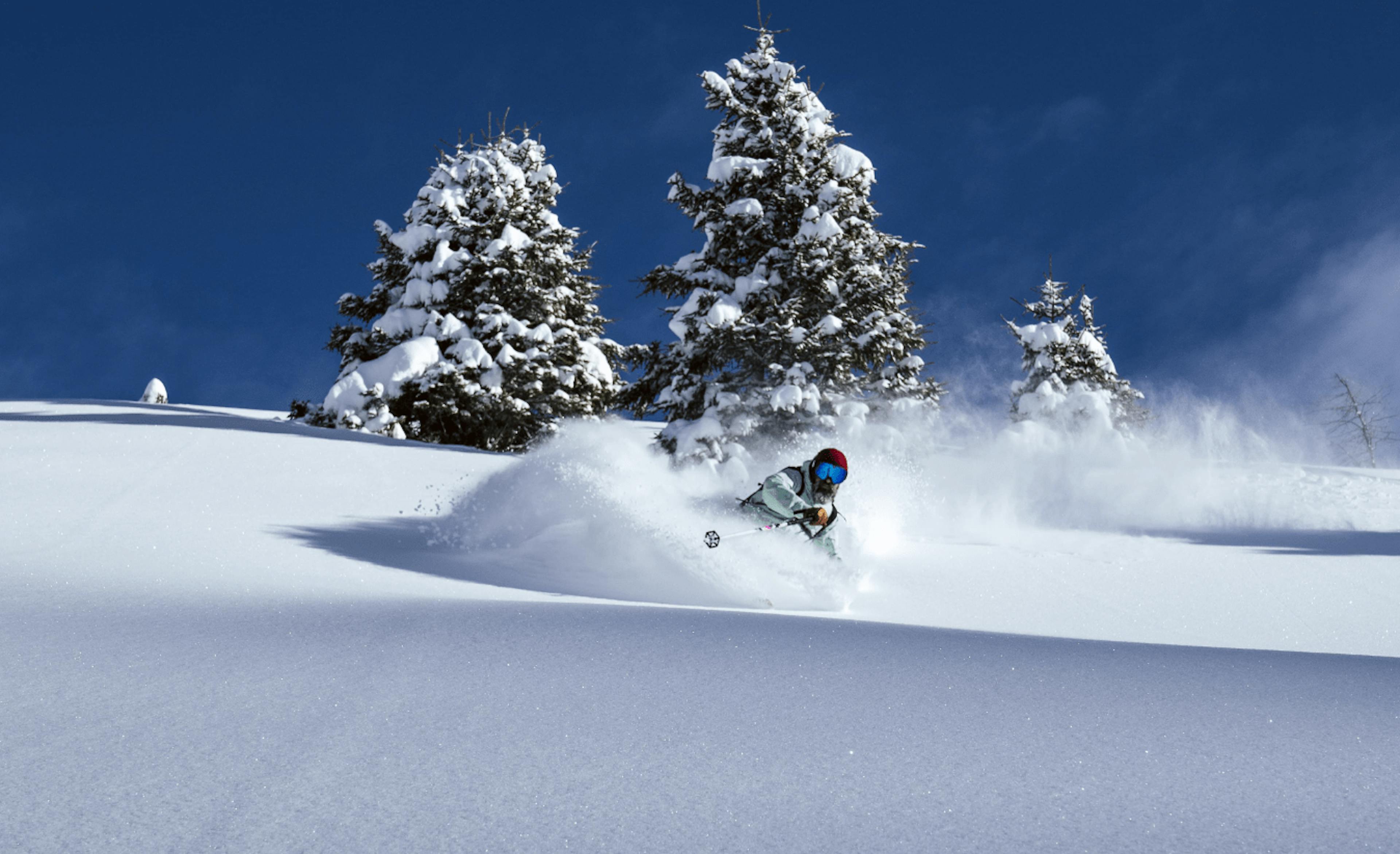 Skiing powder in Chamonix.